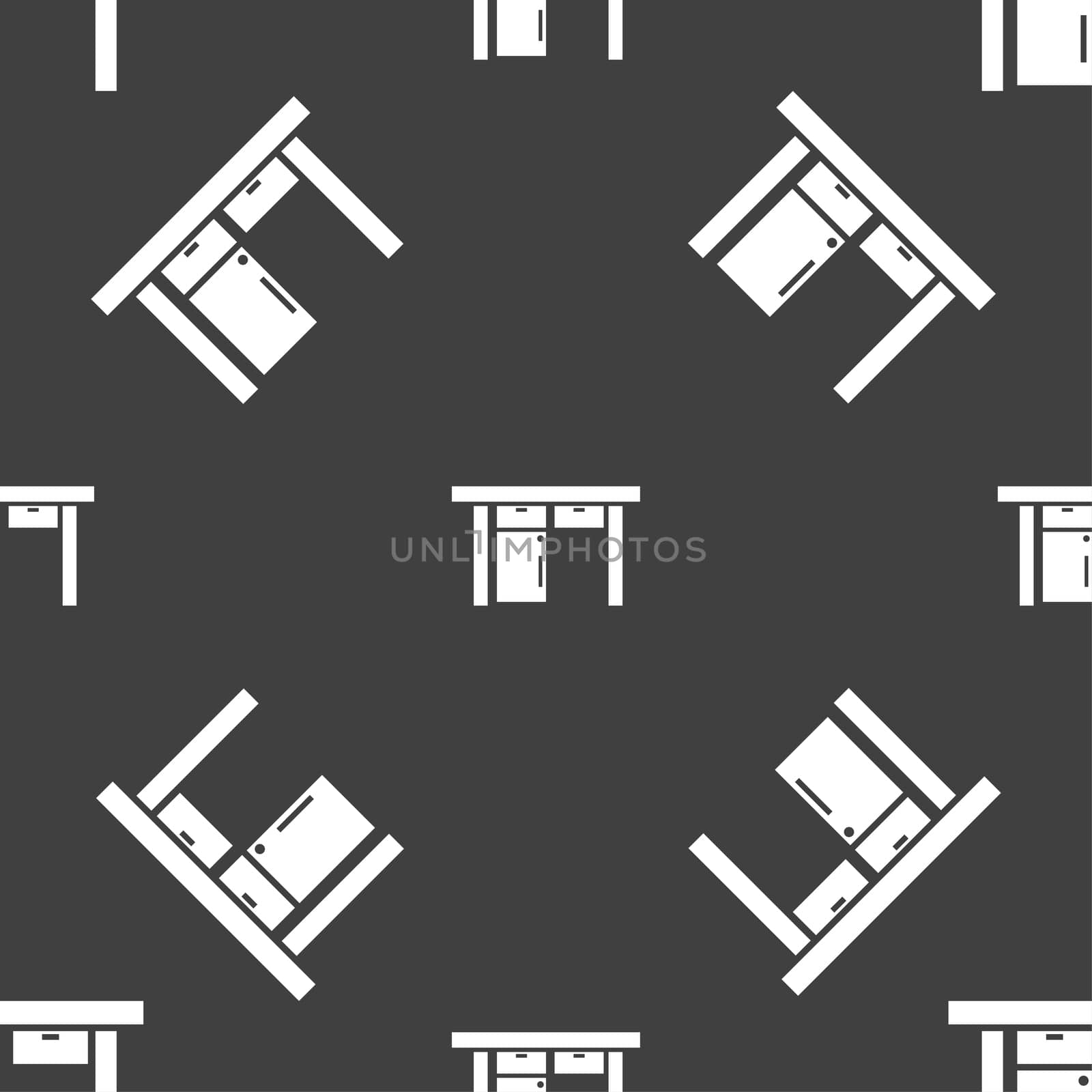 Table icon sign. Seamless pattern on a gray background.  by serhii_lohvyniuk