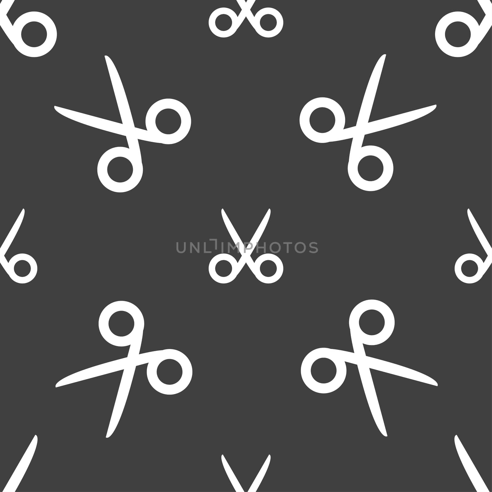 Scissors hairdresser sign icon. Tailor symbol. Seamless pattern on a gray background. illustration