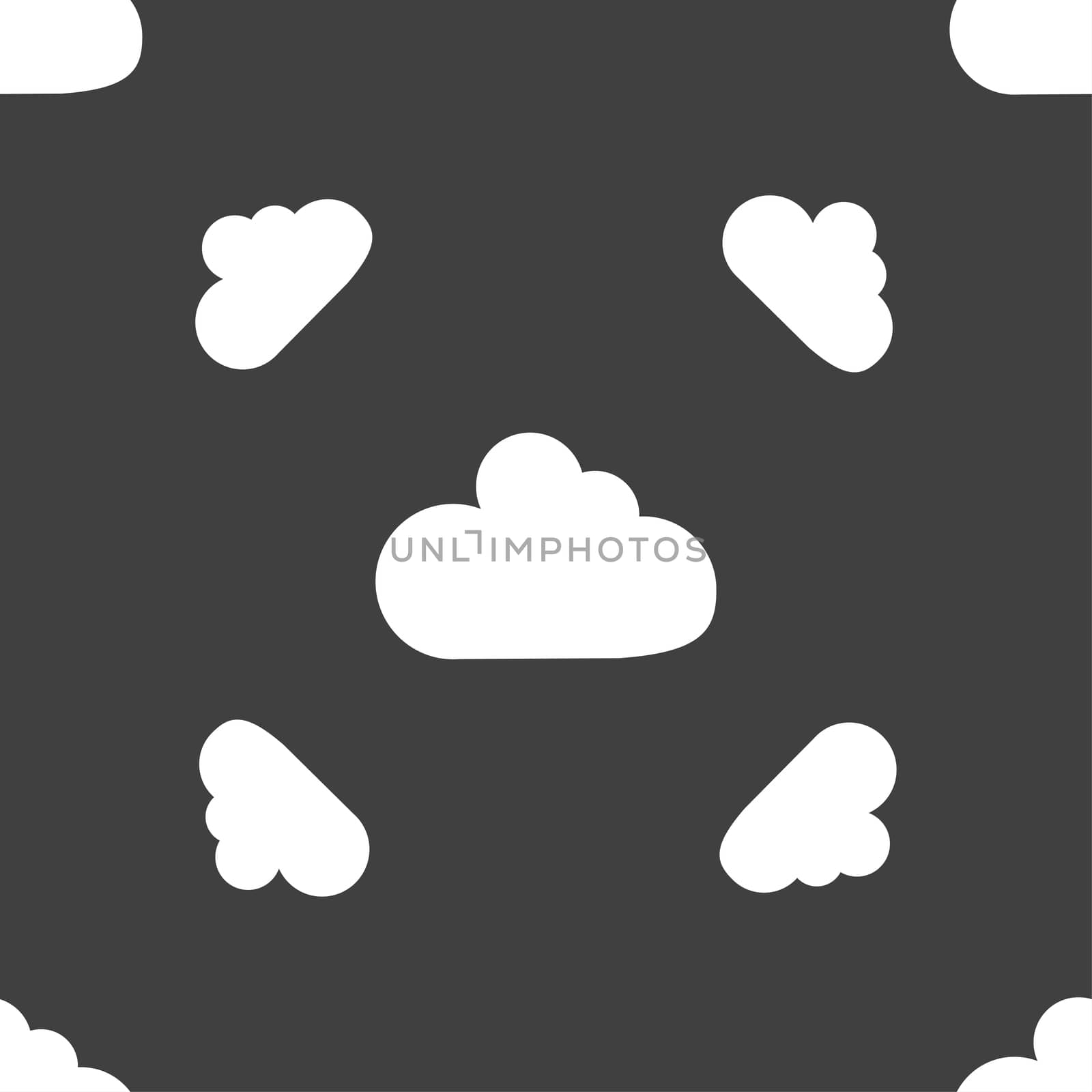 Cloud sign icon. Data storage symbol. Seamless pattern on a gray background. illustration