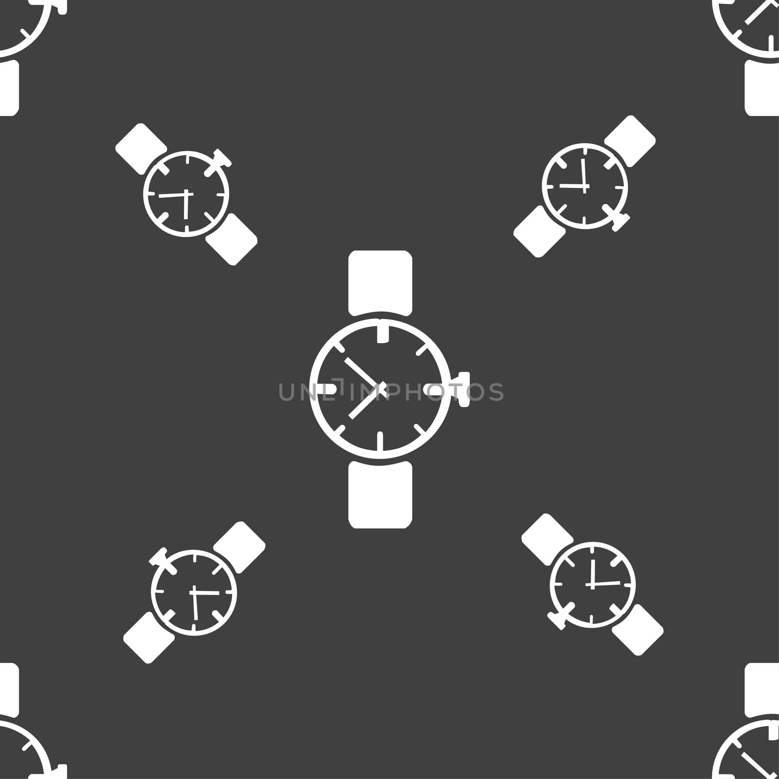 watches icon symbol . Seamless pattern on a gray background.  by serhii_lohvyniuk