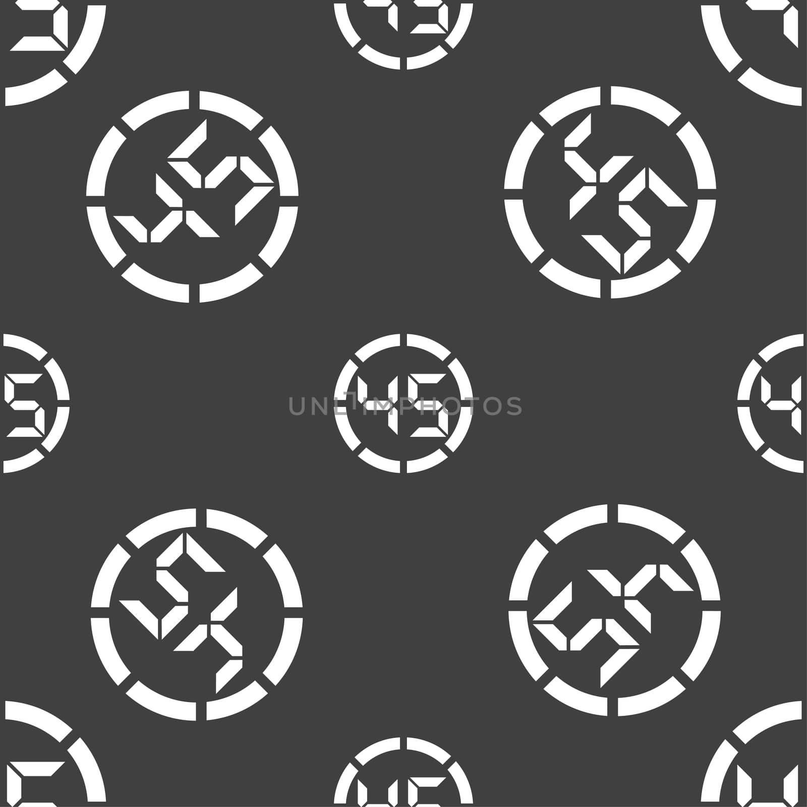 45 second stopwatch icon sign. Seamless pattern on a gray background. illustration