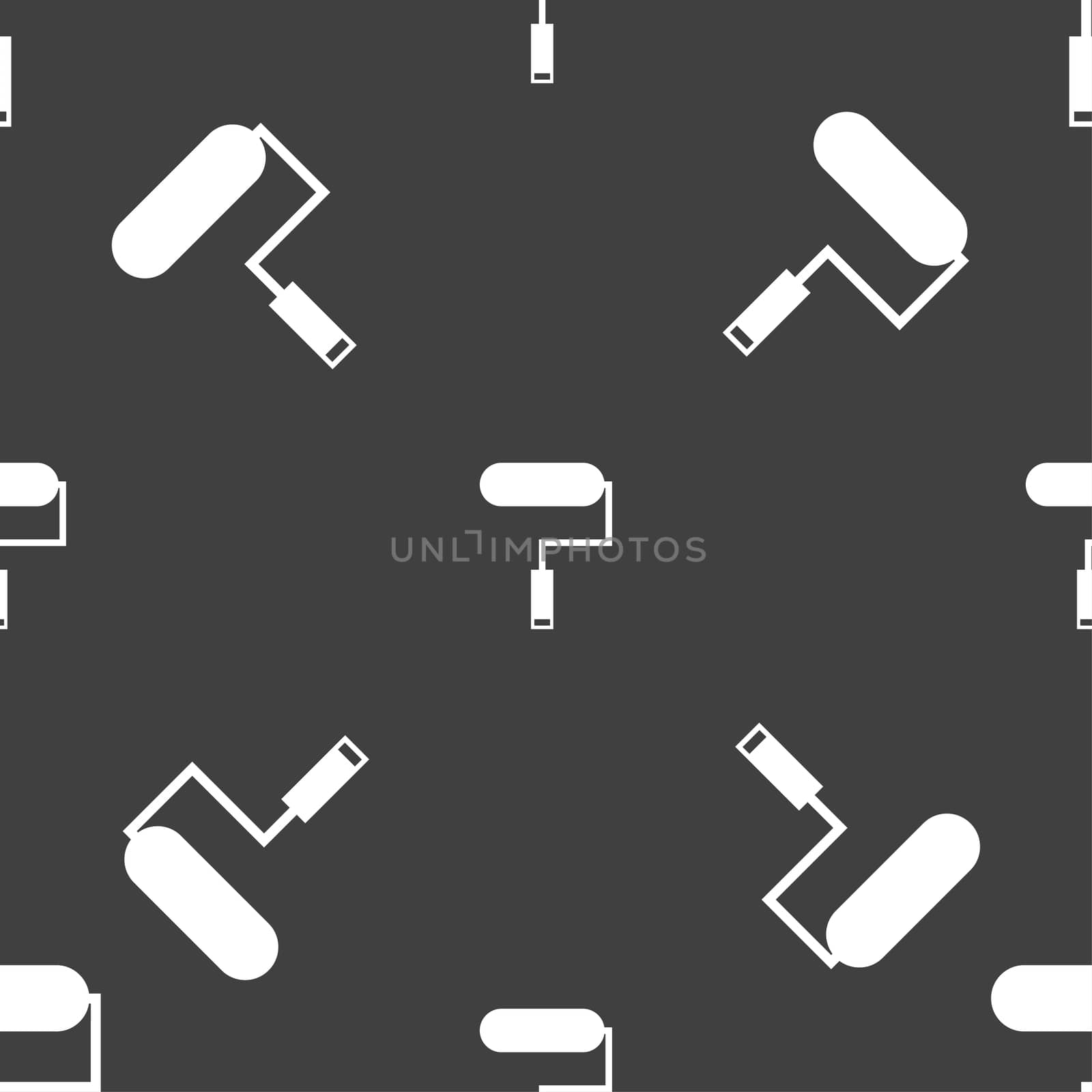 Paint roller sign icon. Painting tool symbol. Seamless pattern on a gray background.  by serhii_lohvyniuk