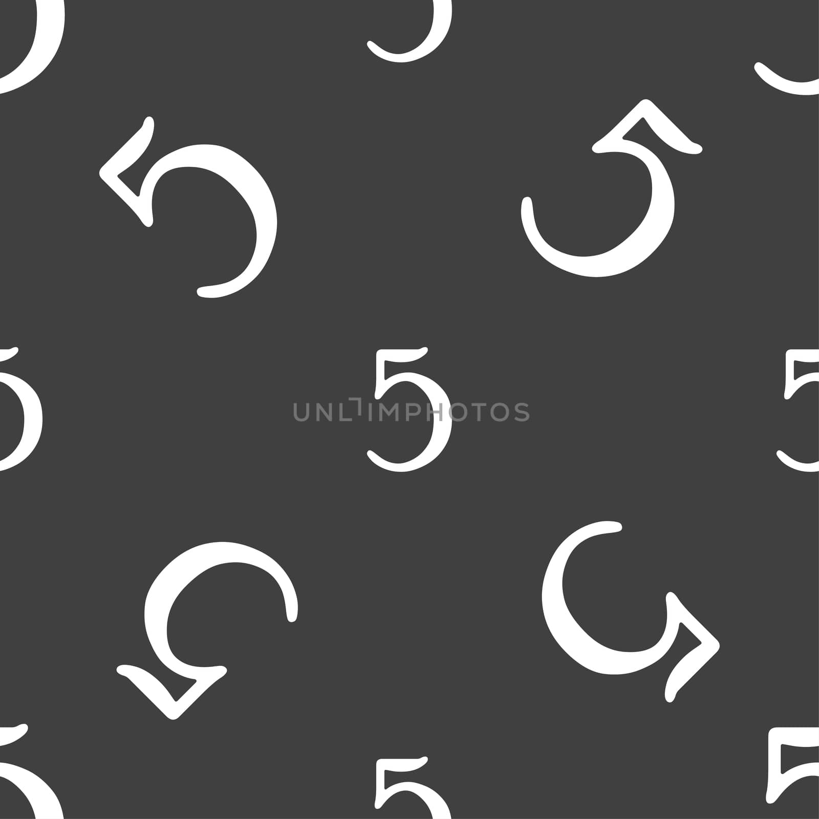 number five icon sign. Seamless pattern on a gray background.  by serhii_lohvyniuk