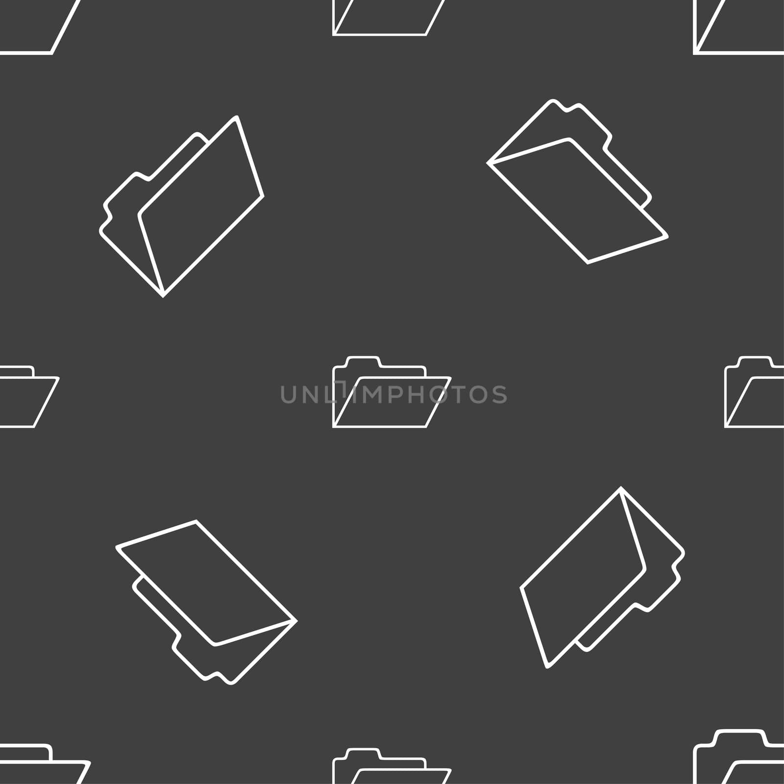 Document folder sign. Accounting binder symbol. Seamless pattern on a gray background. illustration