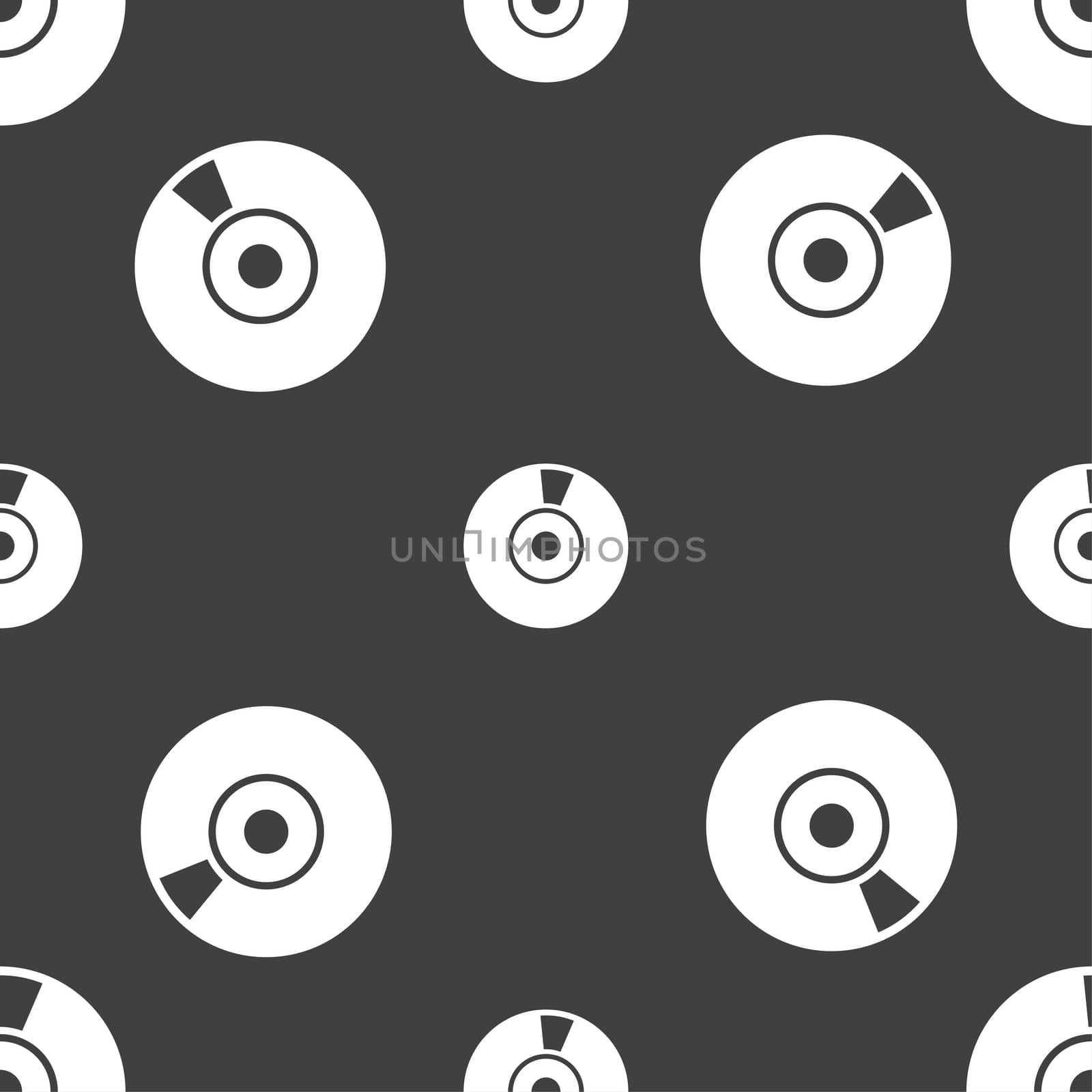 CD or DVD icon sign. Seamless pattern on a gray background.  by serhii_lohvyniuk