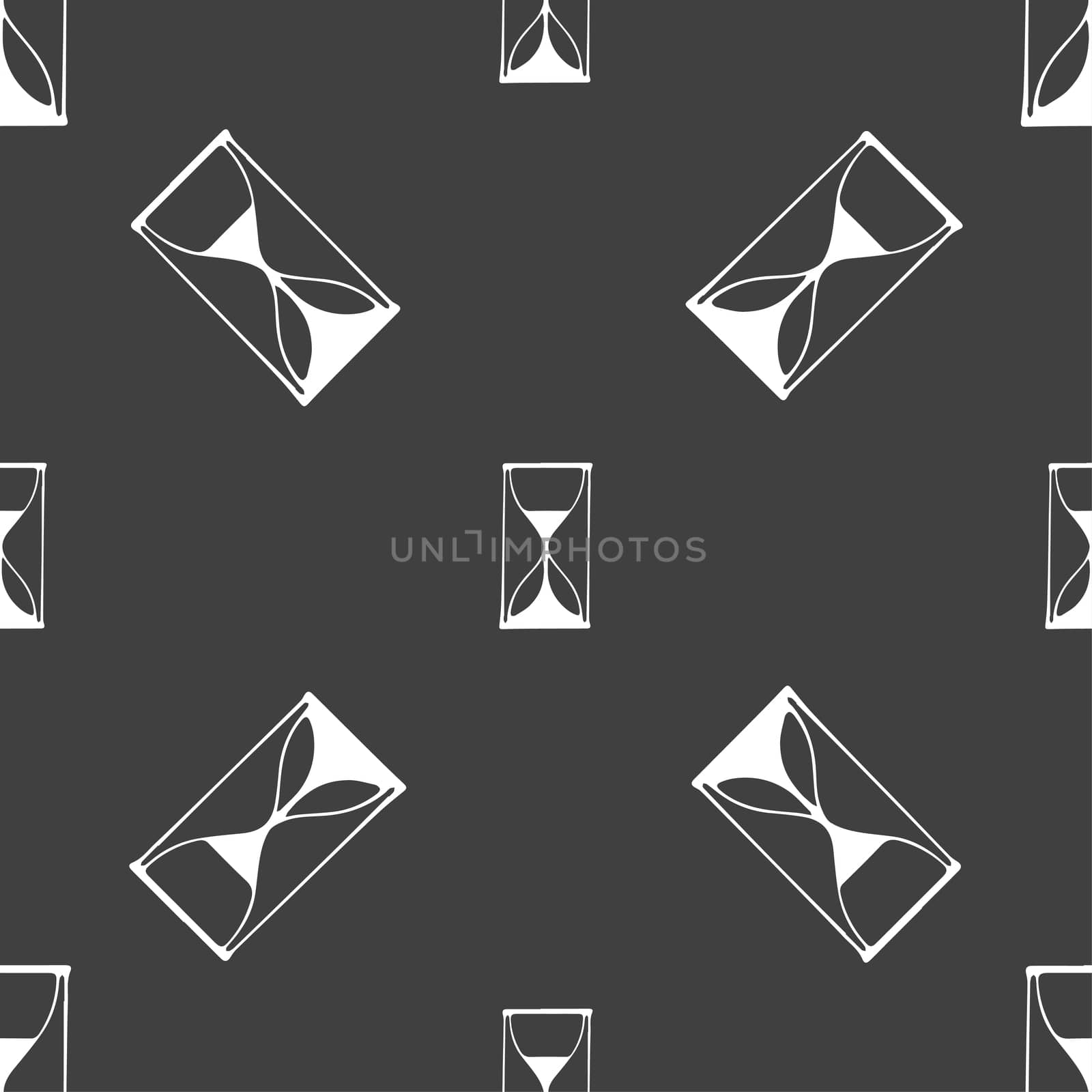 Hourglass sign icon. Sand timer symbol. Seamless pattern on a gray background.  by serhii_lohvyniuk