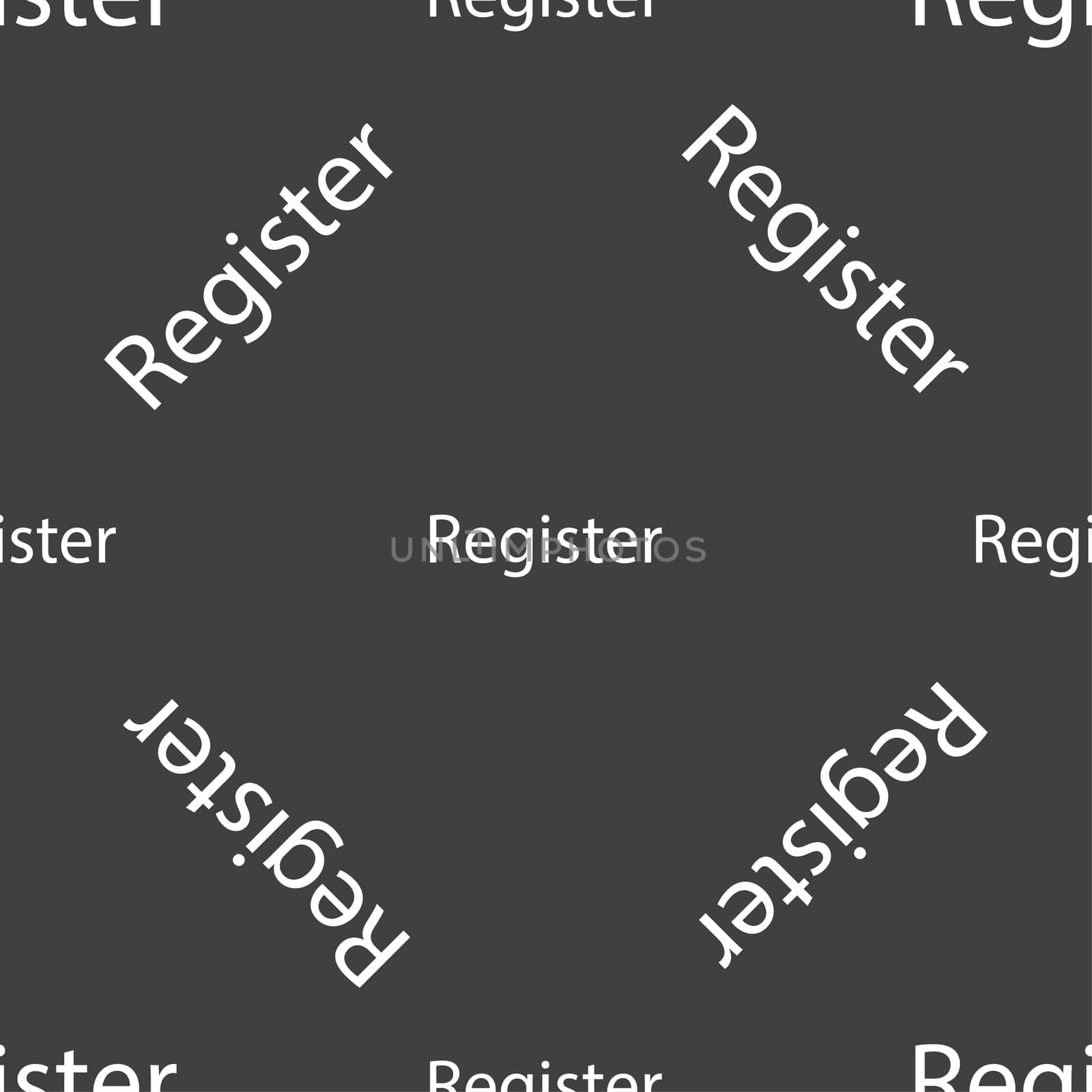 Register sign icon. Membership symbol. Website navigation. Seamless pattern on a gray background.  by serhii_lohvyniuk