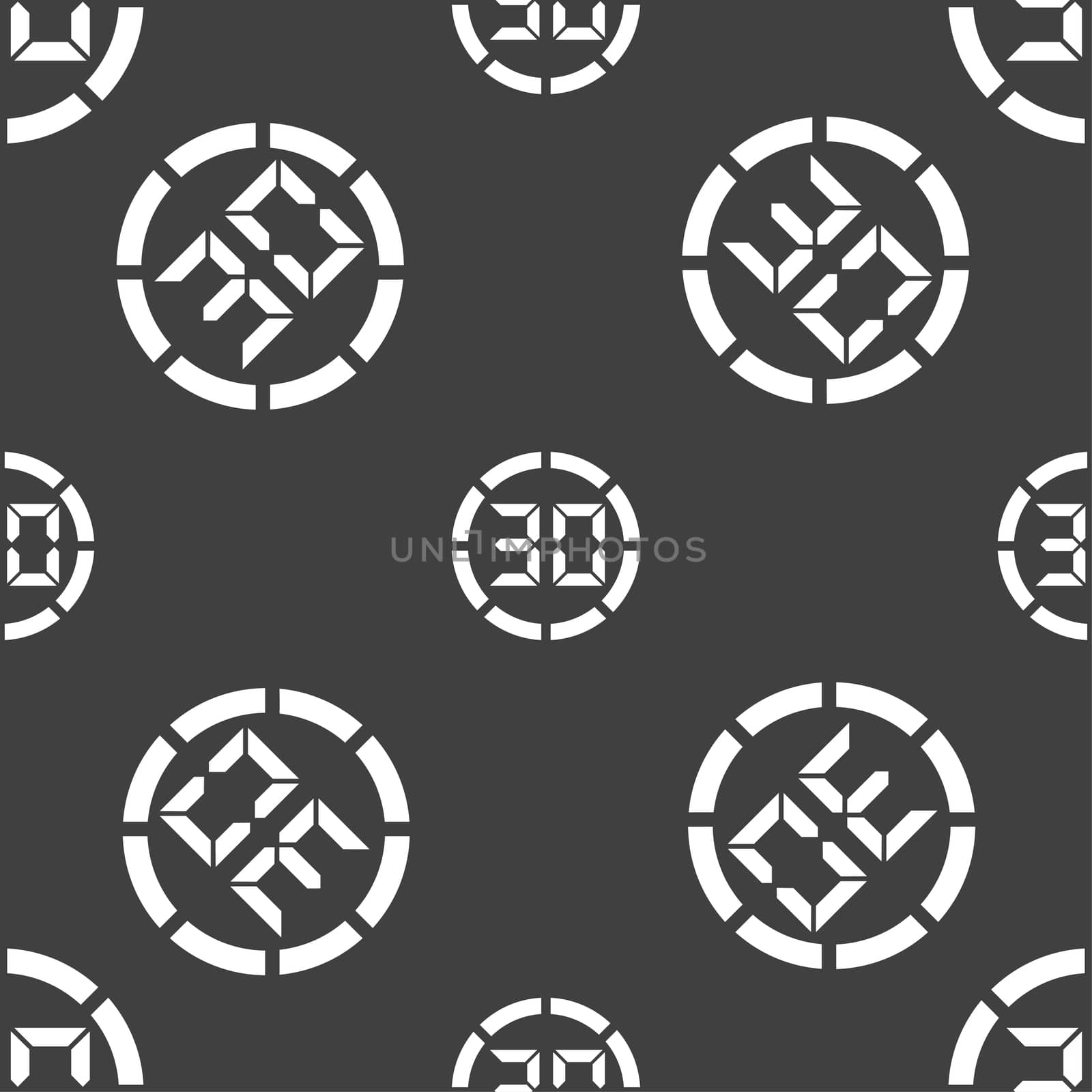 30 second stopwatch icon sign. Seamless pattern on a gray background. illustration