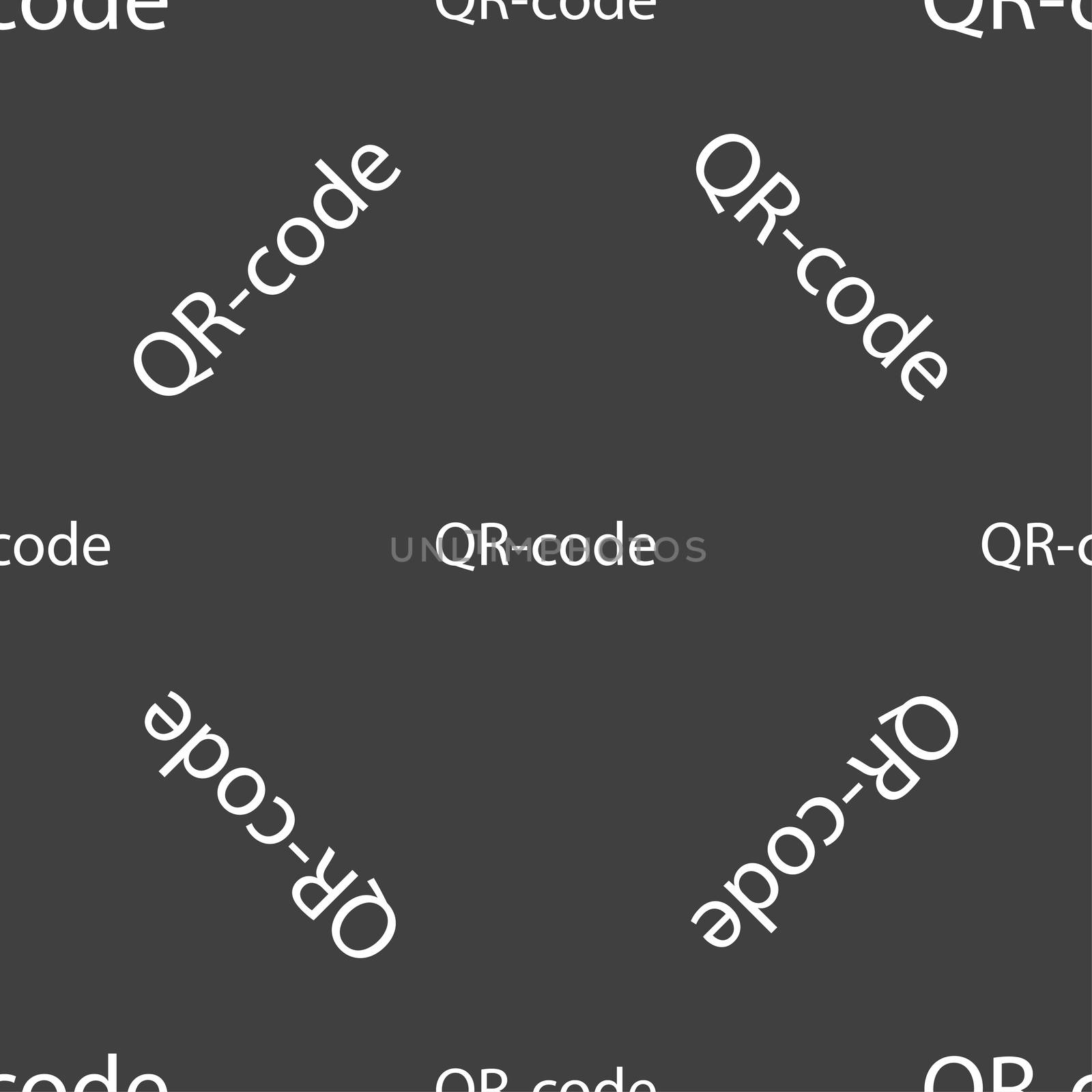 Qr-code sign icon. Scan code symbol. Seamless pattern on a gray background.  by serhii_lohvyniuk
