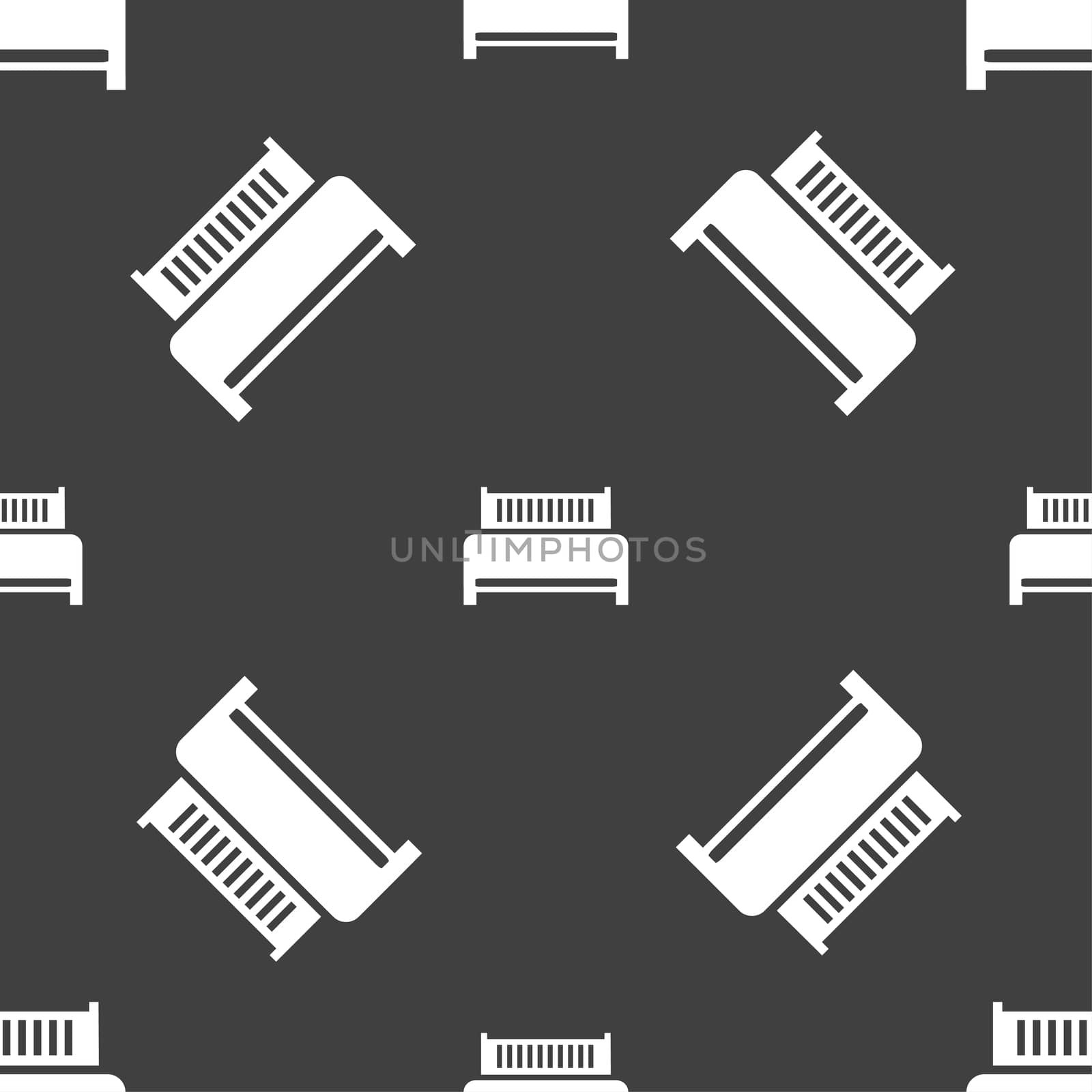 Hotel, bed icon sign. Seamless pattern on a gray background. illustration