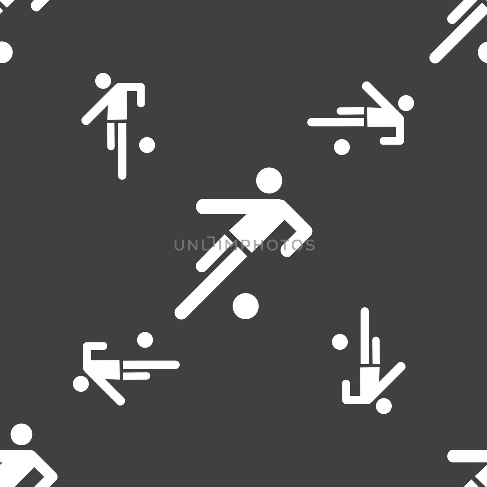 football player icon. Seamless pattern on a gray background.  by serhii_lohvyniuk