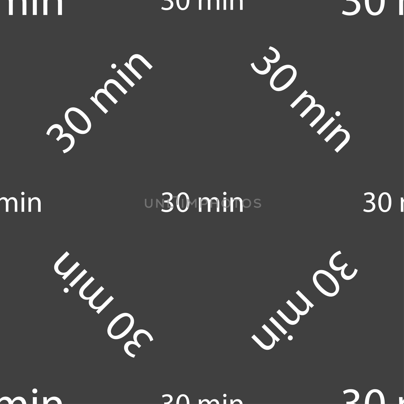 30 minutes sign icon. Seamless pattern on a gray background. illustration