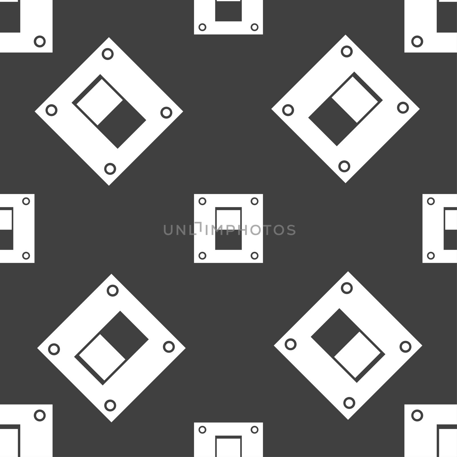 Power switch icon sign. Seamless pattern on a gray background. illustration