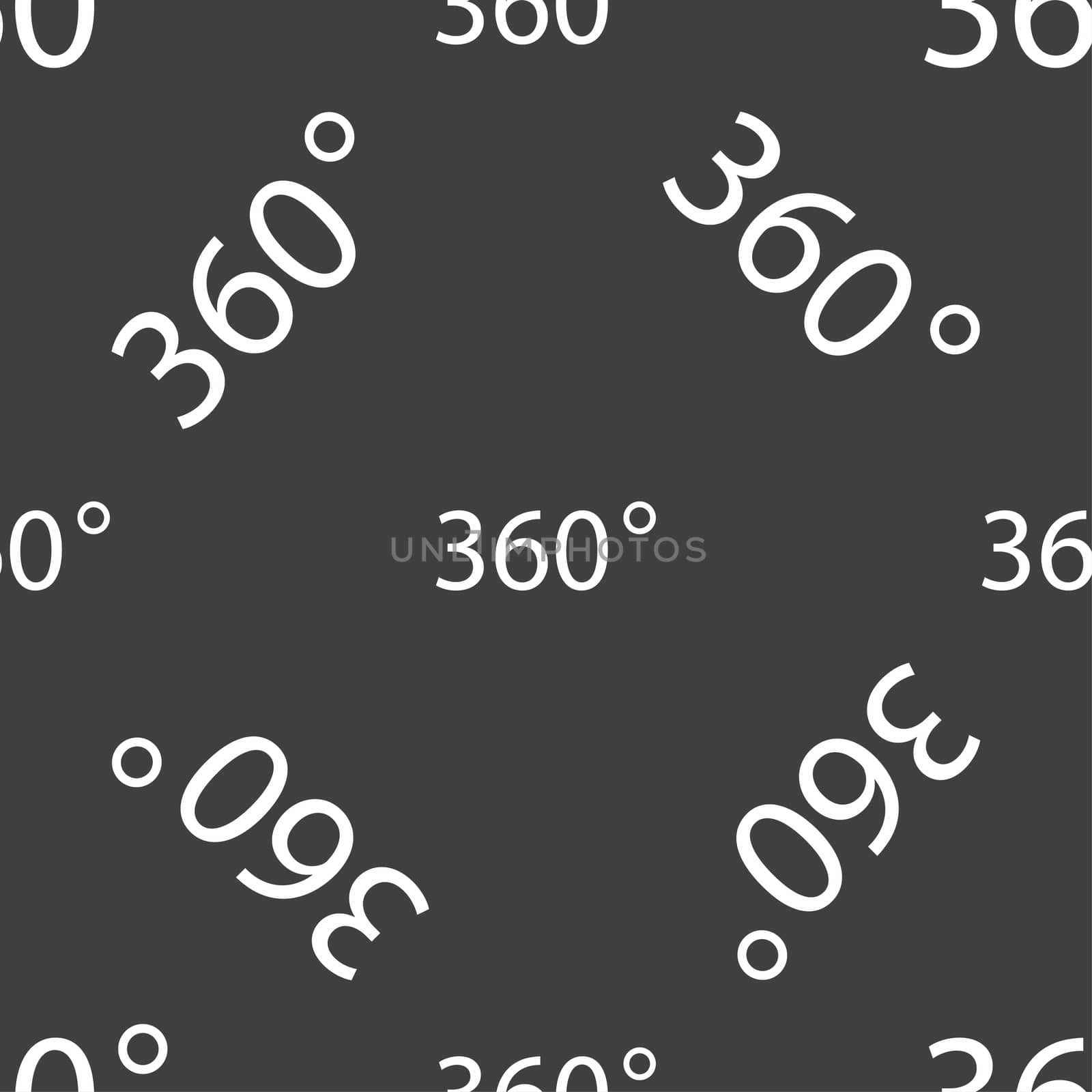 Angle 360 degrees sign icon. Geometry math symbol. Full rotation. Seamless pattern on a gray background. illustration