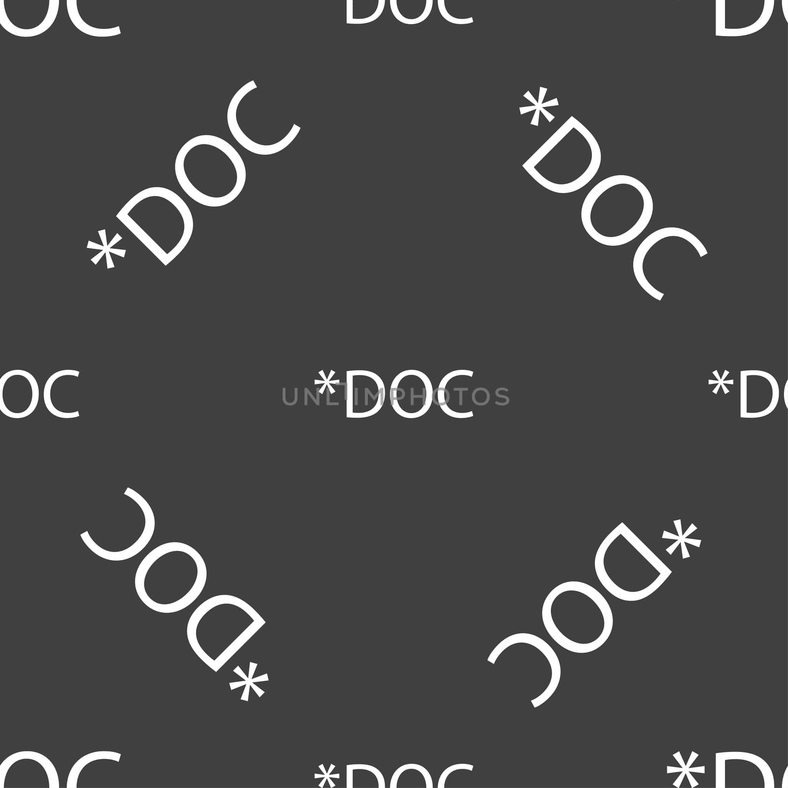 File document icon. Download doc button. Doc file extension symbol. Seamless pattern on a gray background.  by serhii_lohvyniuk