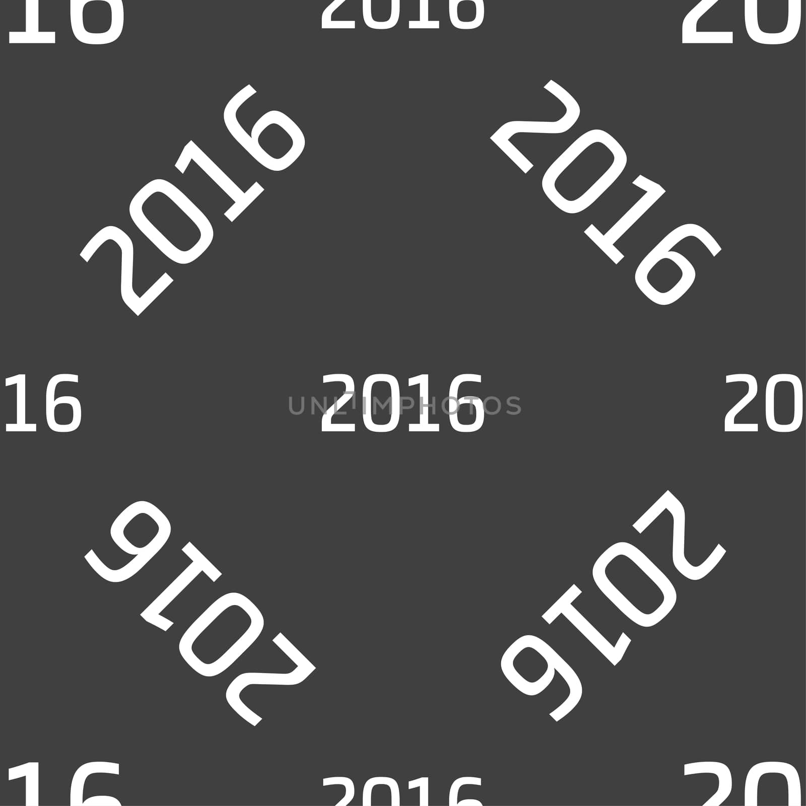 Happy new year 2016 sign icon. Calendar date. Seamless pattern on a gray background.  by serhii_lohvyniuk
