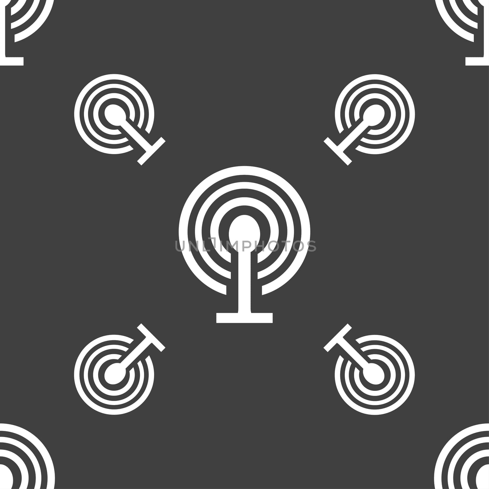 Wifi sign. Wi-fi symbol. Wireless Network icon zone. Seamless pattern on a gray background. illustration