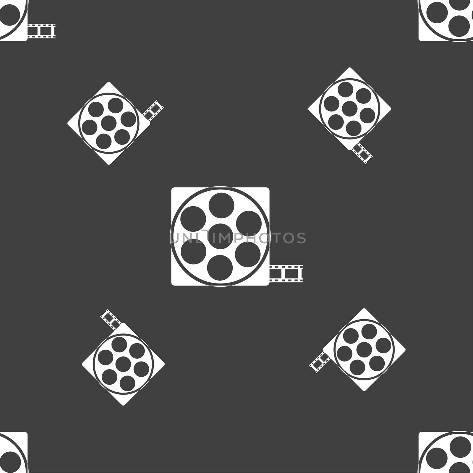 Video sign icon. frame symbol. Seamless pattern on a gray background. illustration
