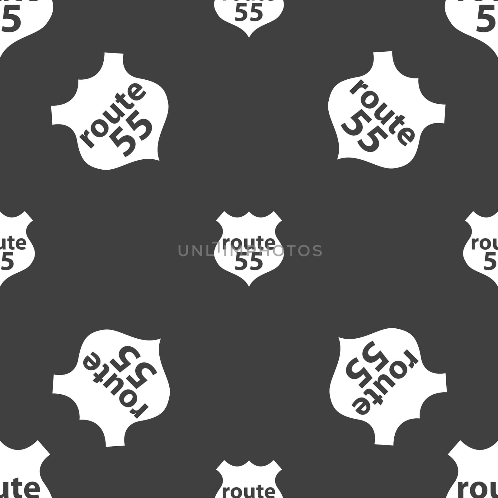 Route 55 highway icon sign. Seamless pattern on a gray background.  by serhii_lohvyniuk
