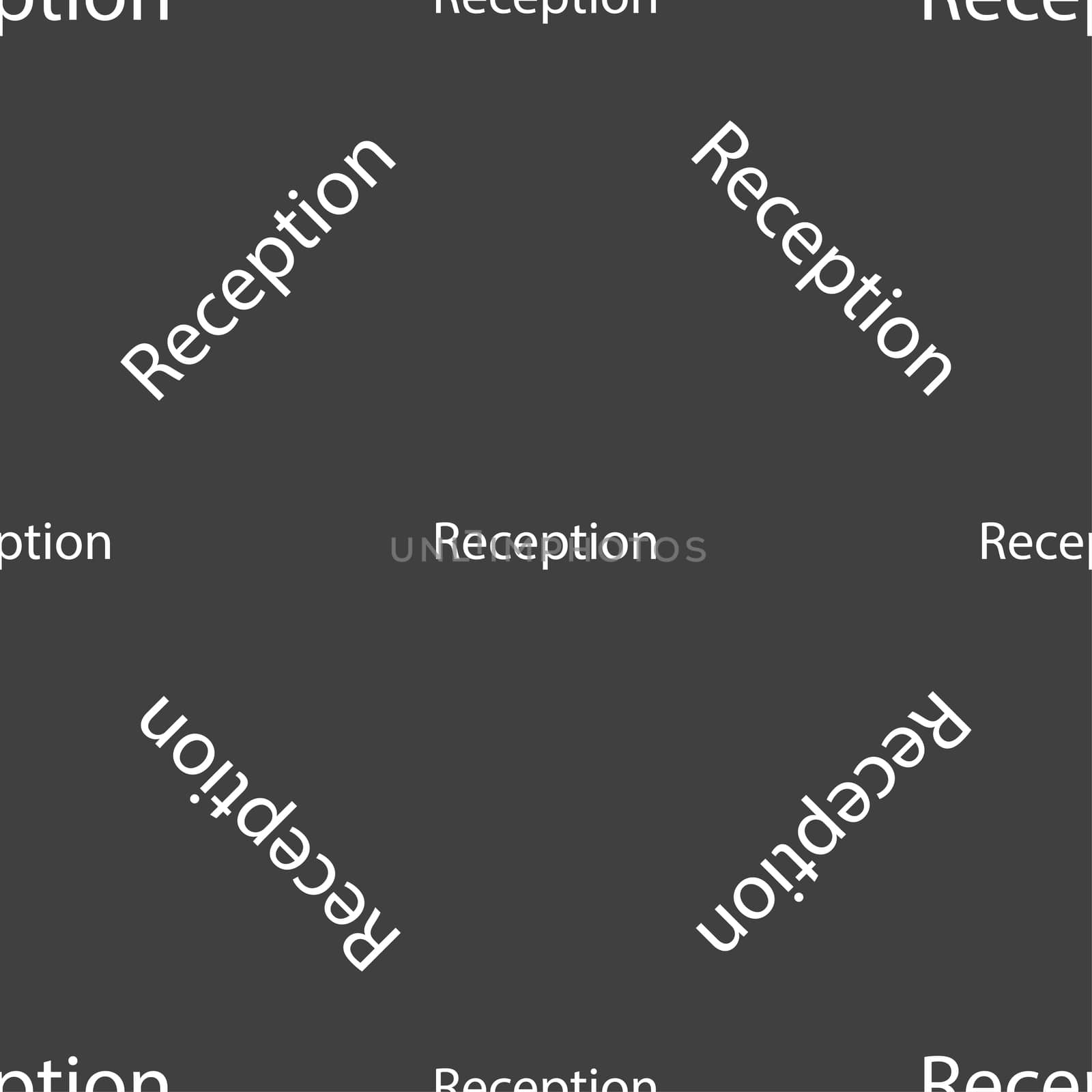 Reception sign icon. Hotel registration table symbol. Seamless pattern on a gray background. illustration