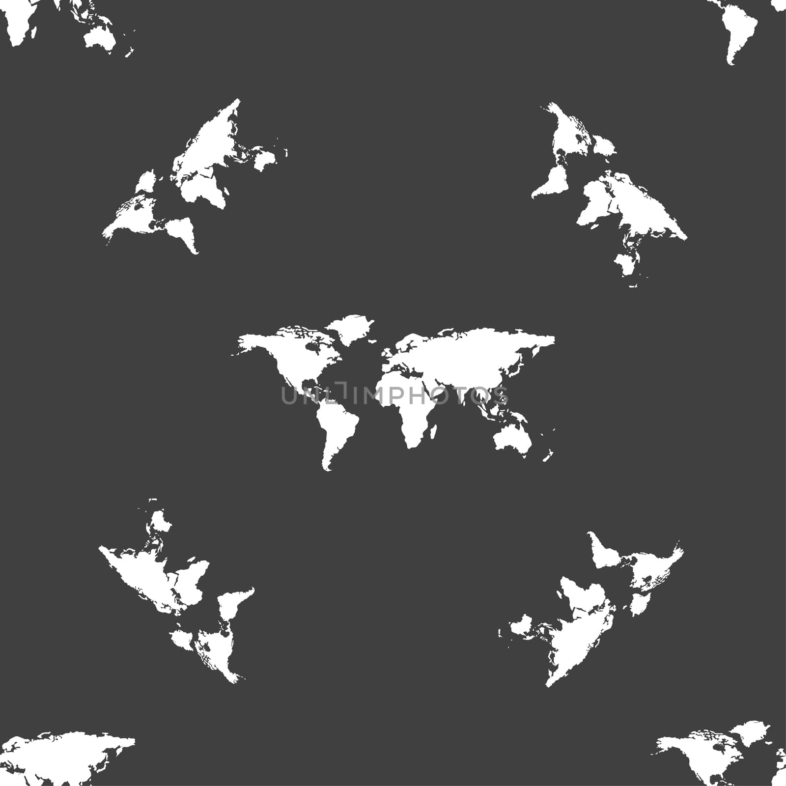 Globe sign icon. World map geography symbol. Seamless pattern on a gray background.  by serhii_lohvyniuk