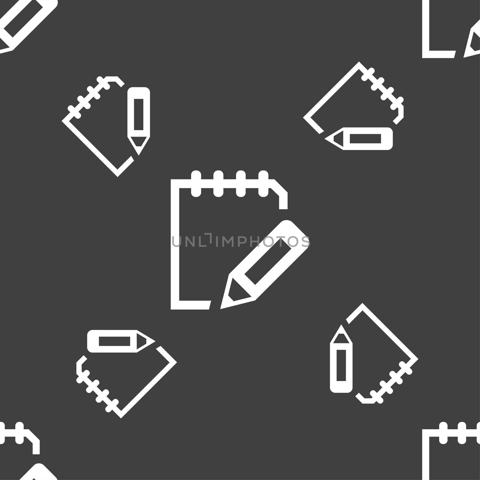 Edit document sign icon. Seamless pattern on a gray background.  by serhii_lohvyniuk