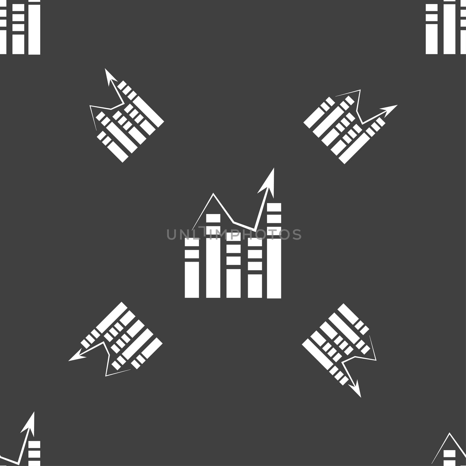 Graph icon sign. Seamless pattern on a gray background.  by serhii_lohvyniuk