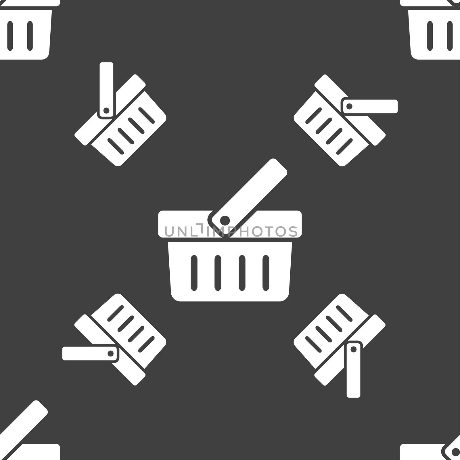 Shopping Cart sign icon. Online buying button. Seamless pattern on a gray background.  by serhii_lohvyniuk