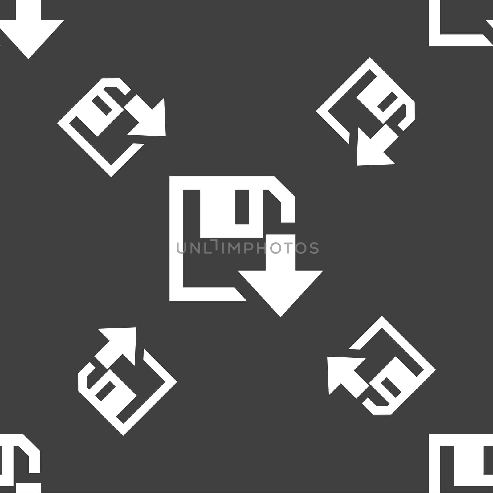 floppy icon. Flat modern design. Seamless pattern on a gray background.  by serhii_lohvyniuk