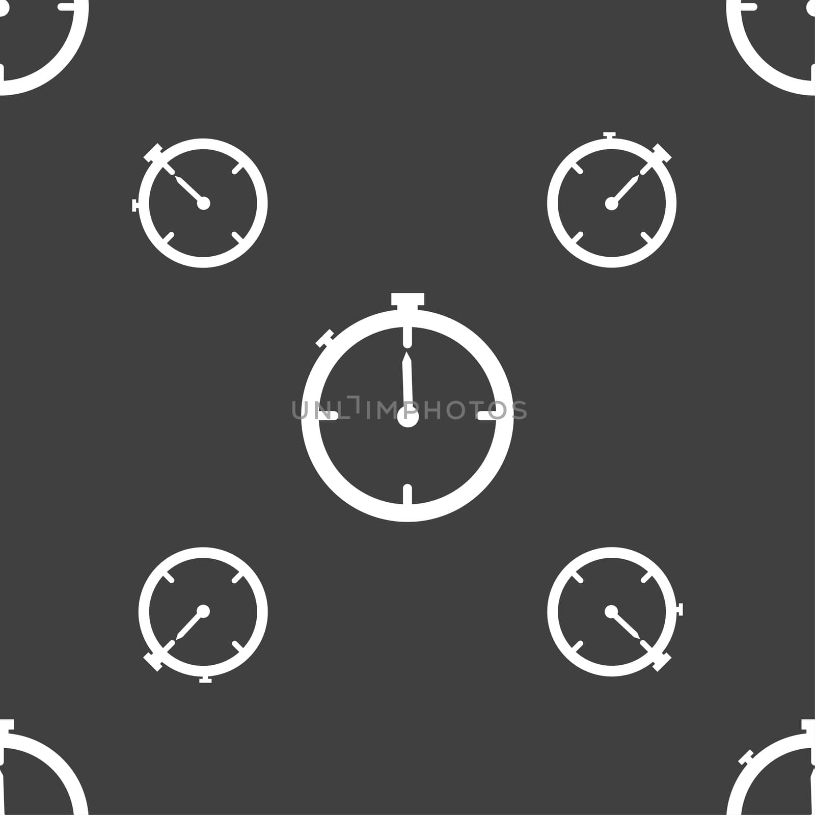 Timer sign icon. Stopwatch symbol. Seamless pattern on a gray background.  by serhii_lohvyniuk