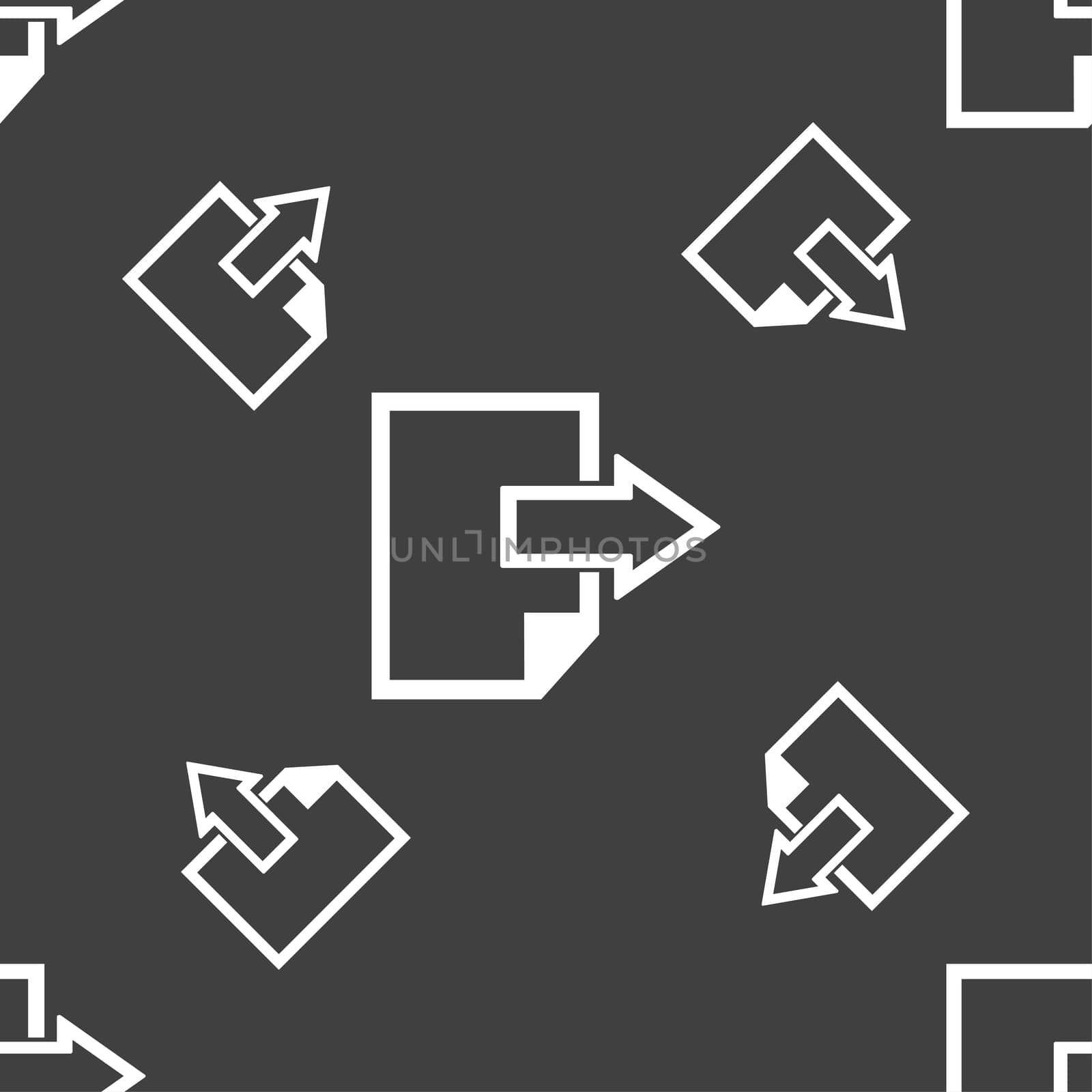 Export file icon. File document symbol. Seamless pattern on a gray background. illustration