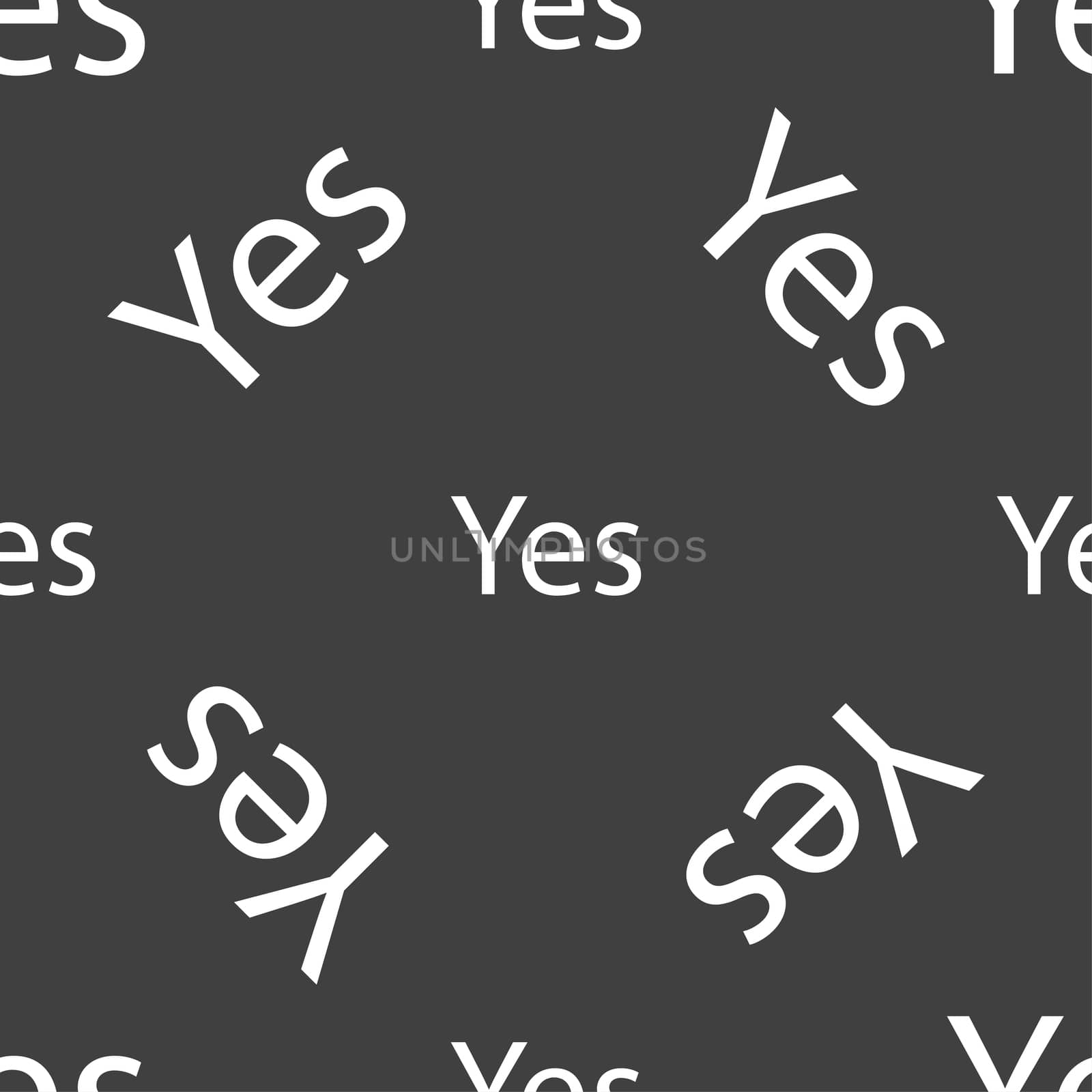 Yes sign icon. Positive check symbol. Seamless pattern on a gray background. illustration