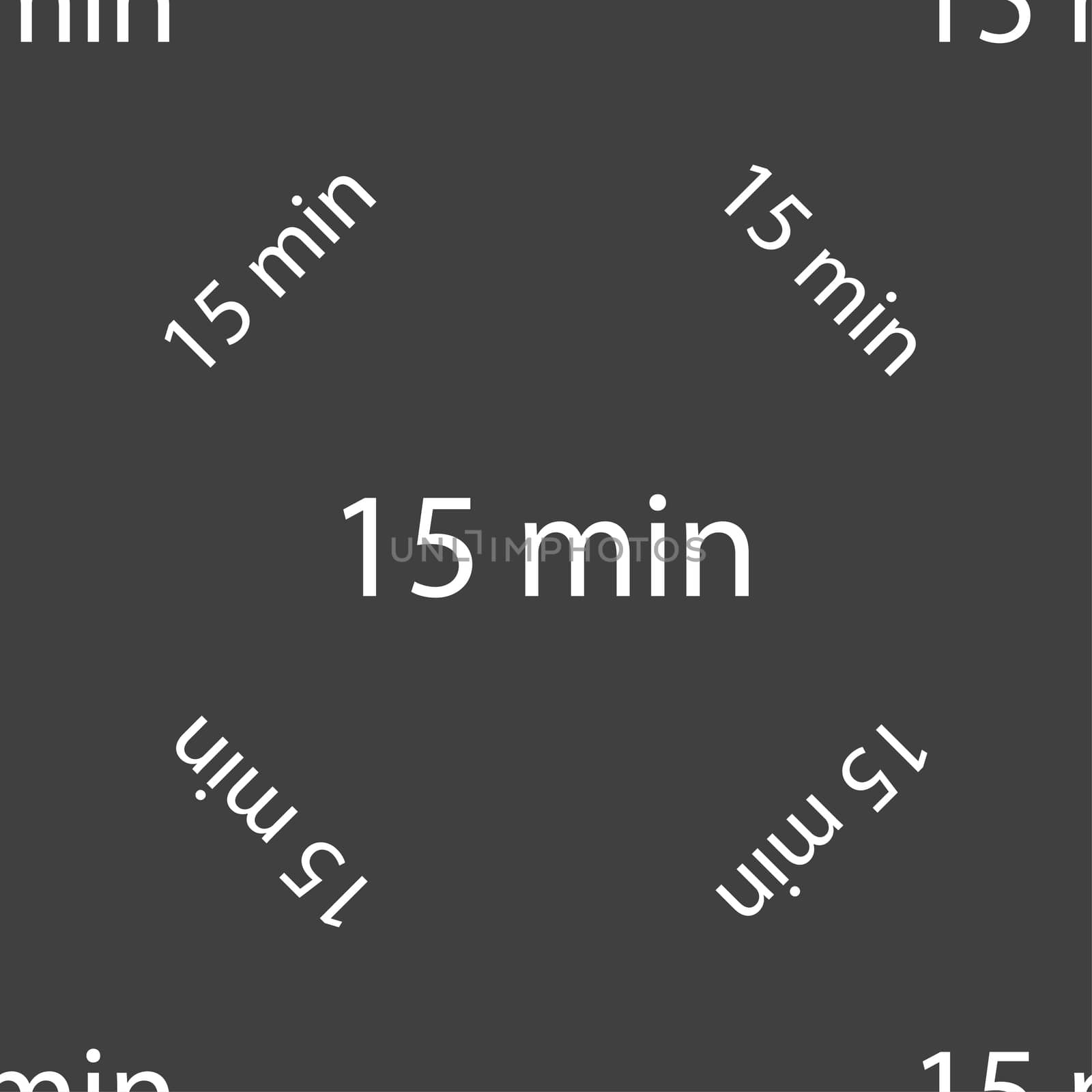 fifteen minutes sign icon. Seamless pattern on a gray background.  by serhii_lohvyniuk