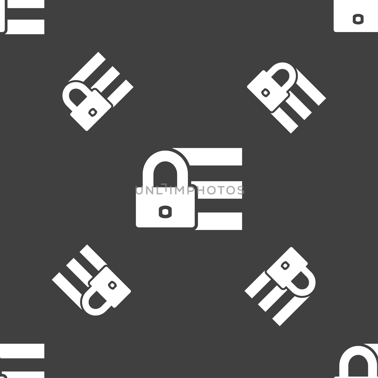 Lock, login icon sign. Seamless pattern on a gray background.  by serhii_lohvyniuk