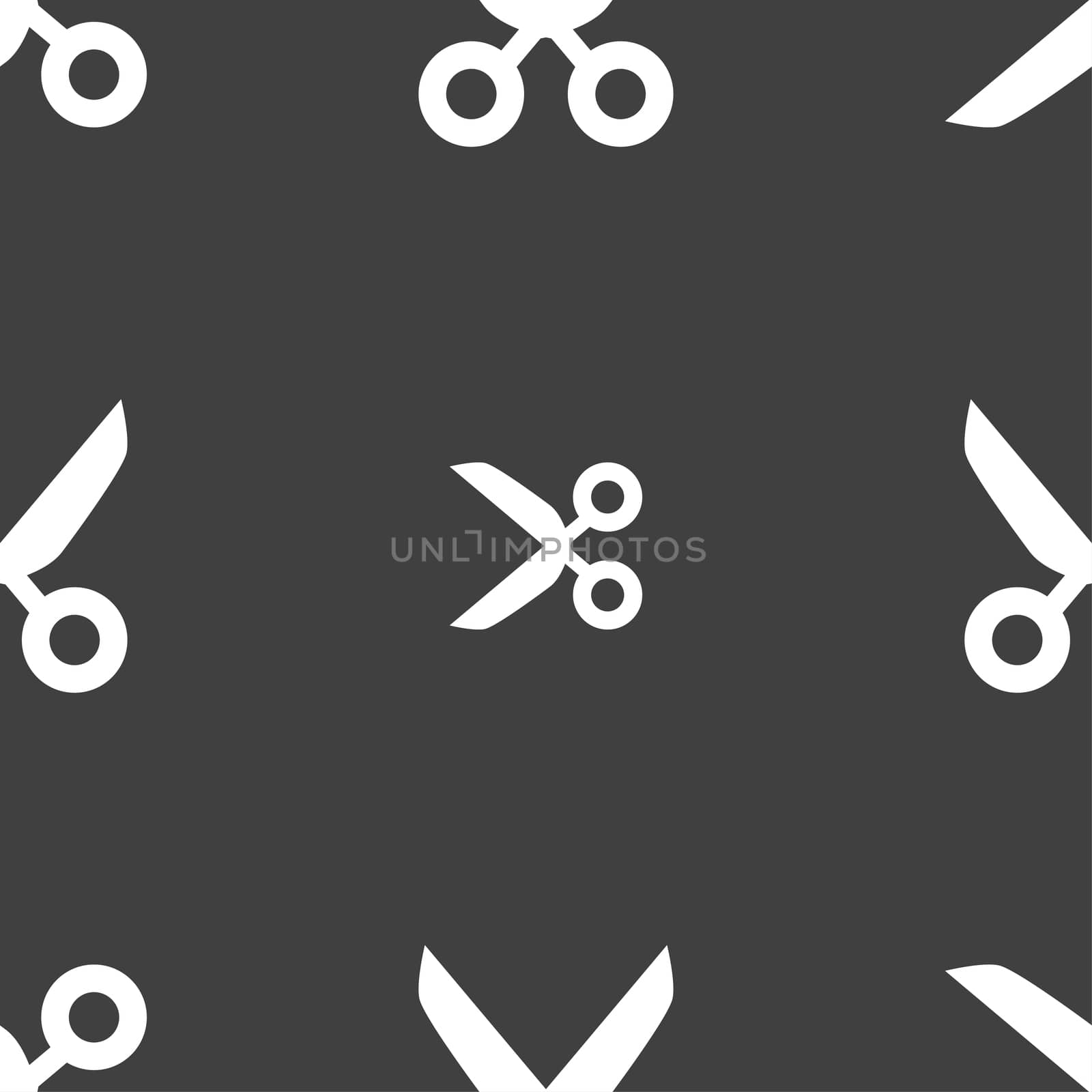Scissors hairdresser sign icon. Tailor symbol. Seamless pattern on a gray background.  by serhii_lohvyniuk