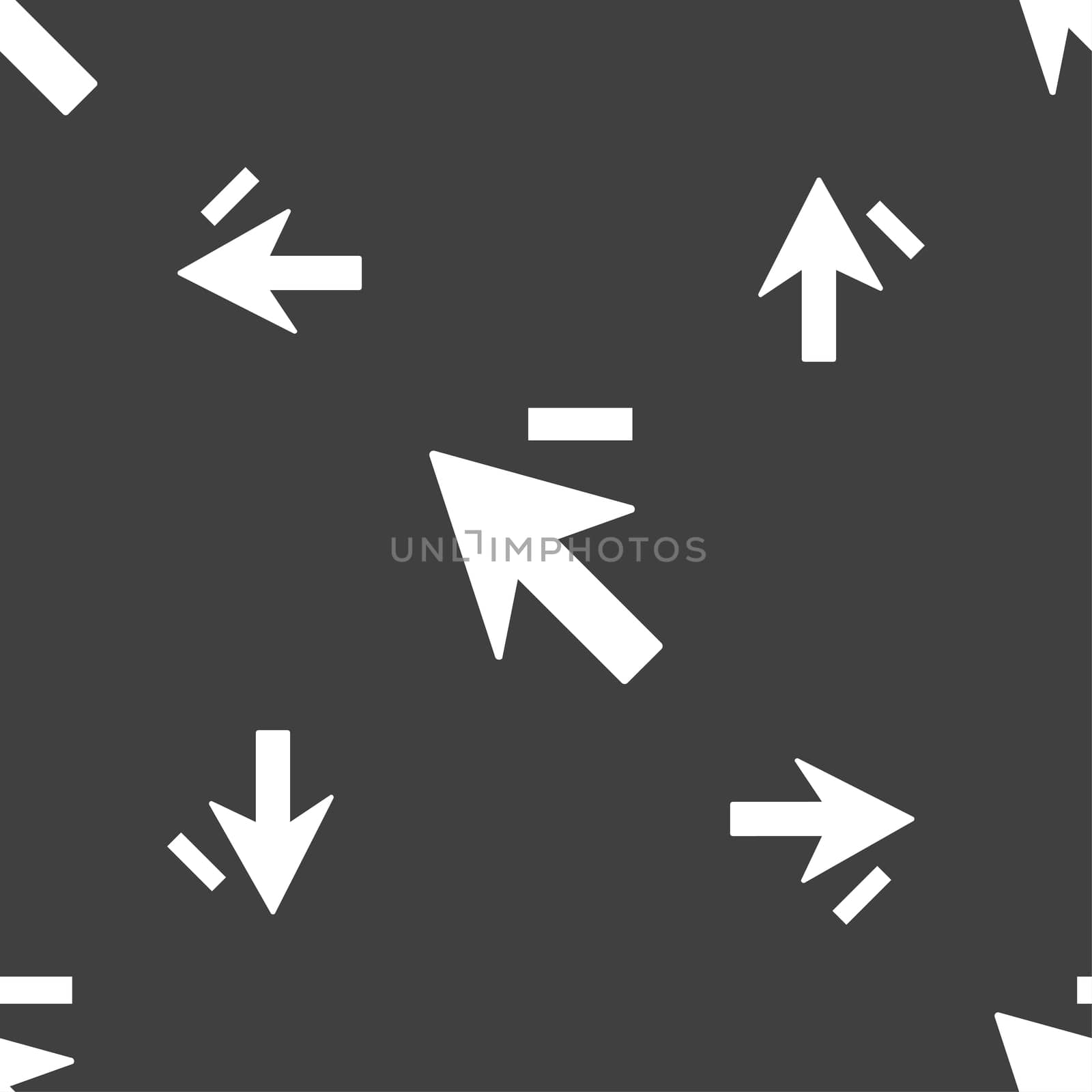 Cursor, arrow minus icon sign. Seamless pattern on a gray background.  by serhii_lohvyniuk