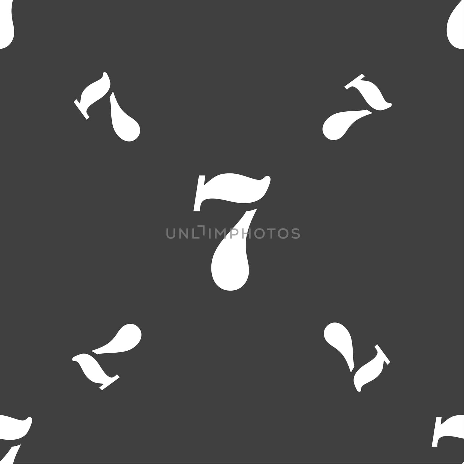 number seven icon sign. Seamless pattern on a gray background. illustration