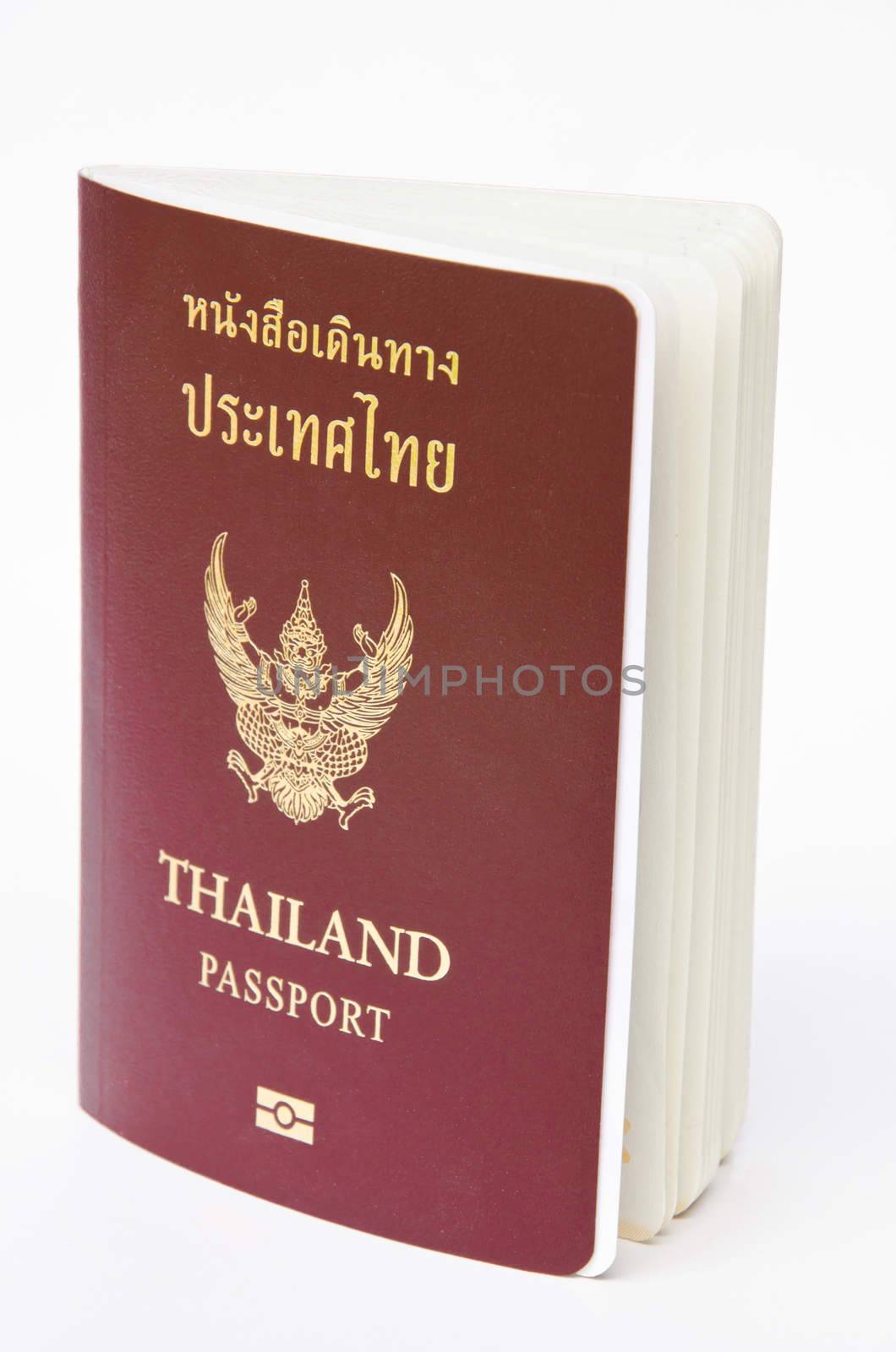 Thailand passport on white background