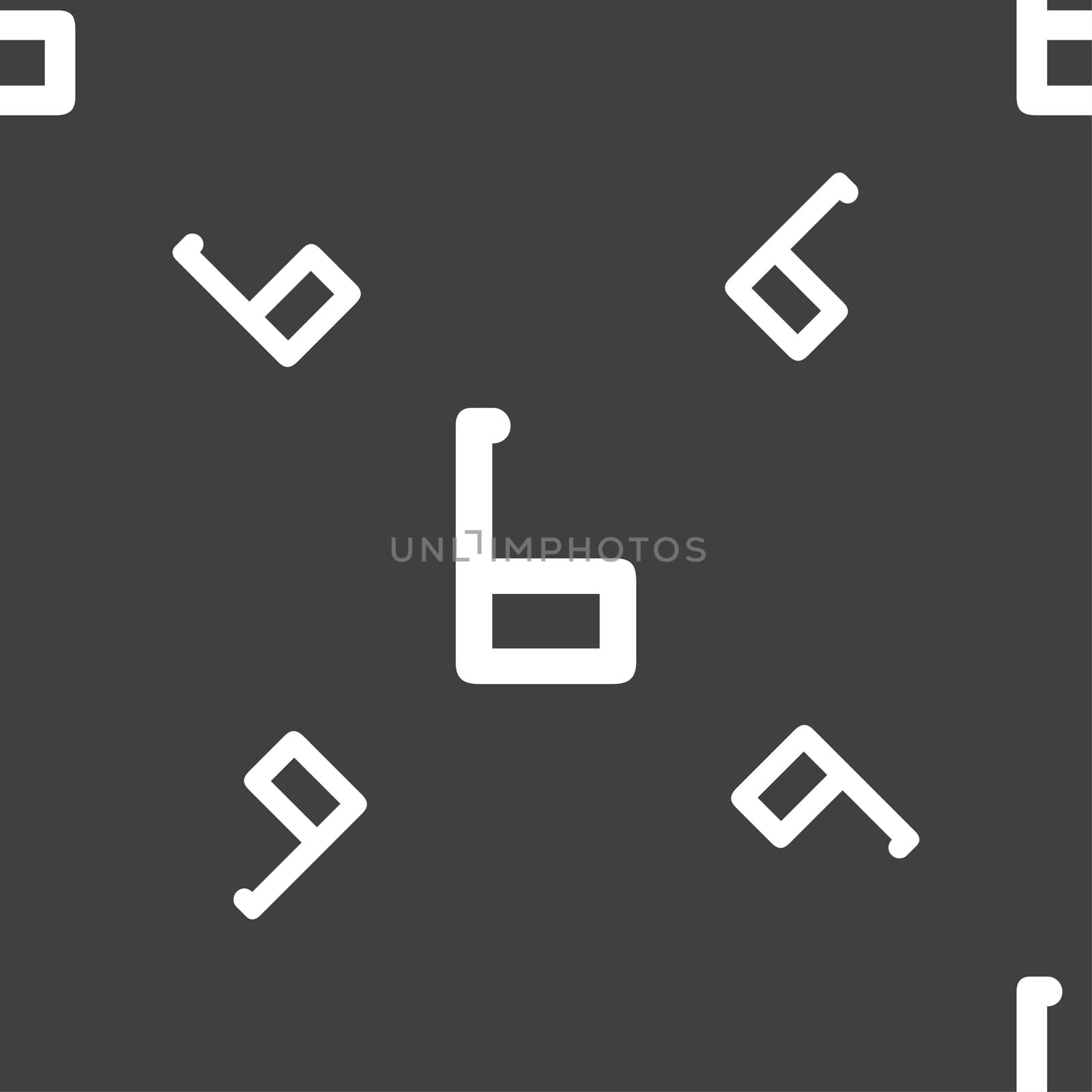 number six icon sign. Seamless pattern on a gray background. illustration