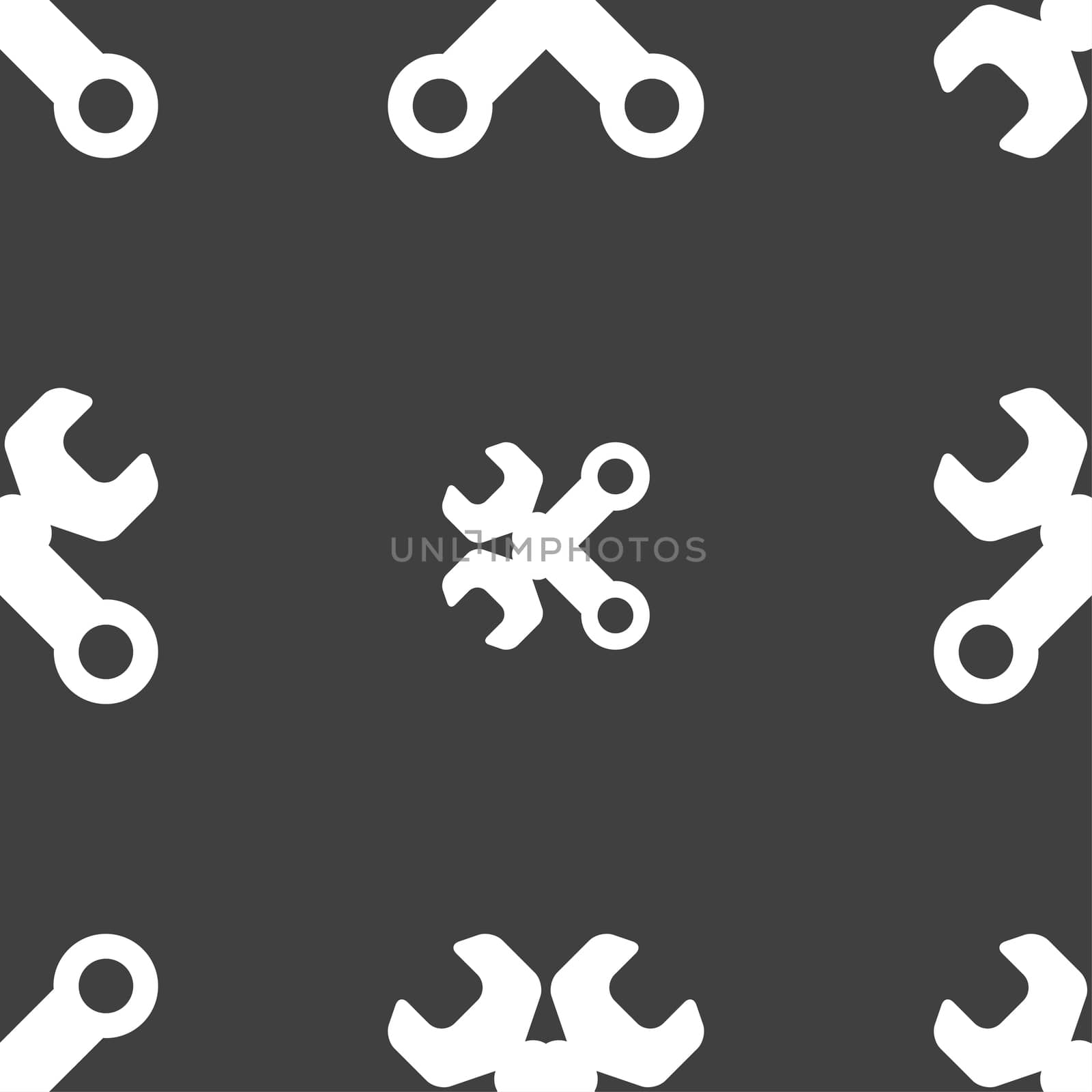 Wrench key sign icon. Service tool symbol. Seamless pattern on a gray background. illustration