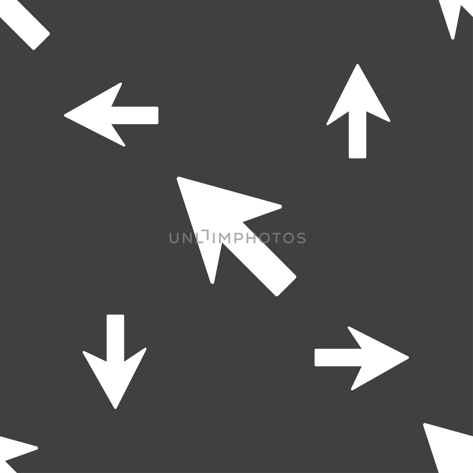 Cursor, arrow icon sign. Seamless pattern on a gray background. illustration