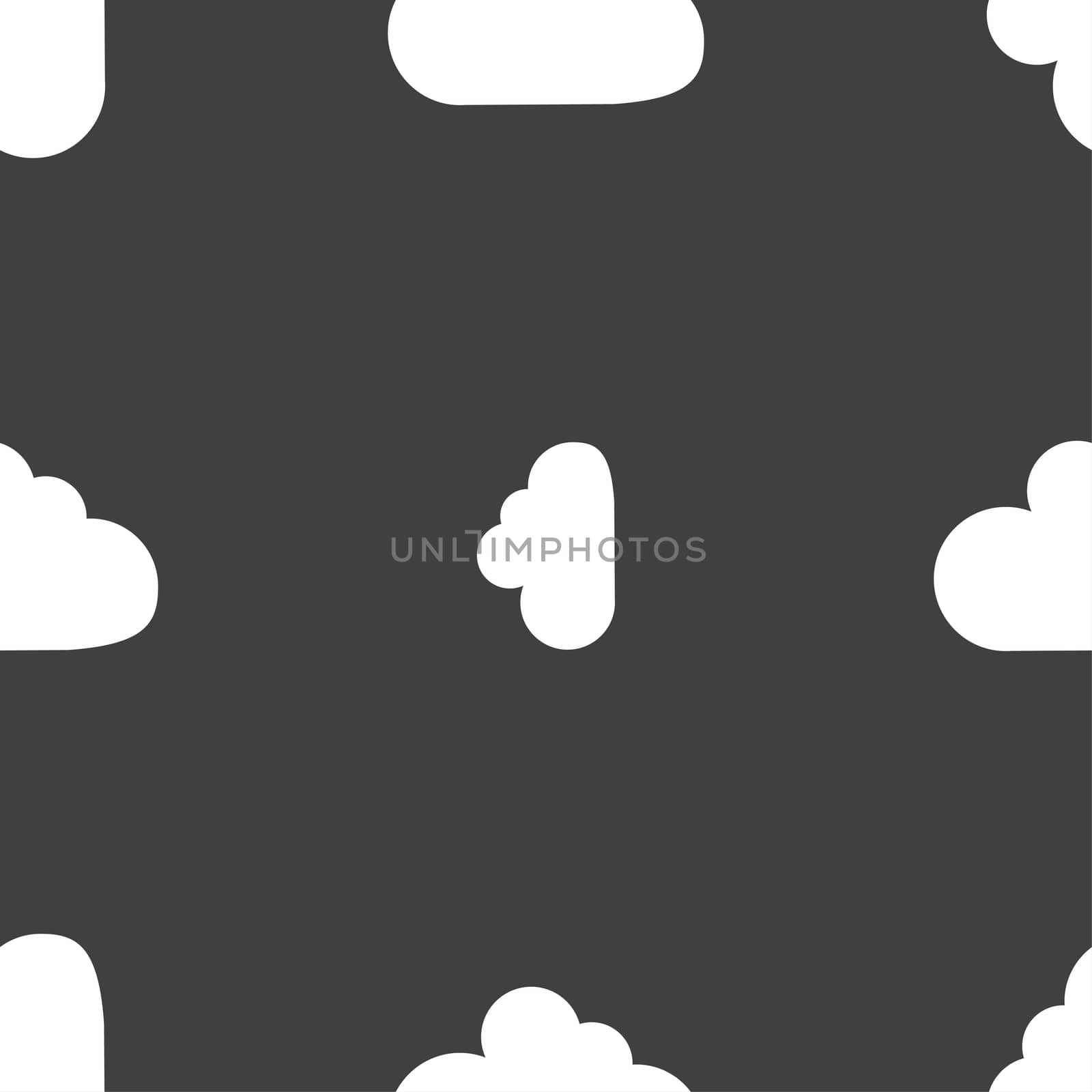 Cloud sign icon. Data storage symbol. Seamless pattern on a gray background. illustration