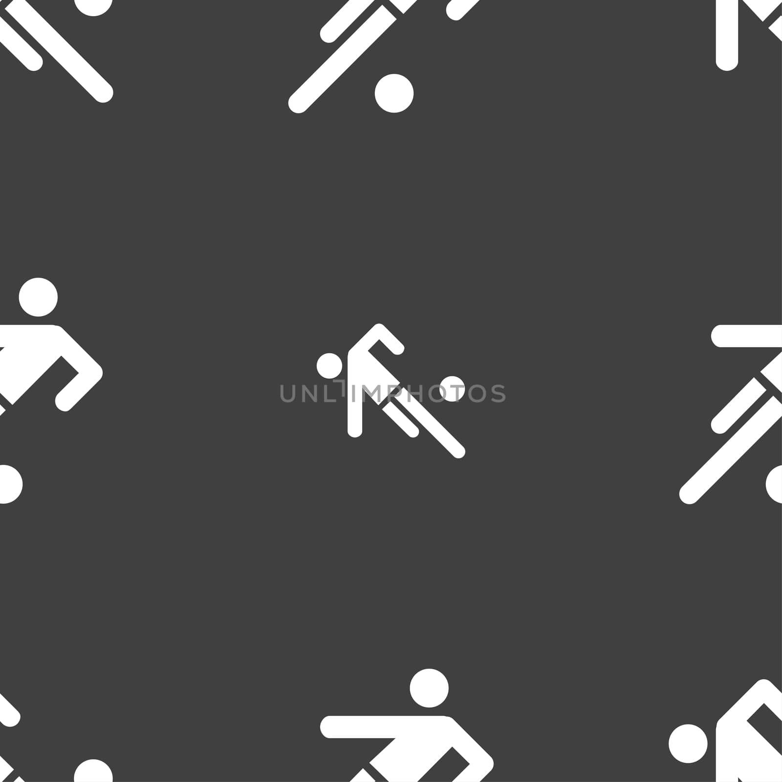 football player icon. Seamless pattern on a gray background. illustration