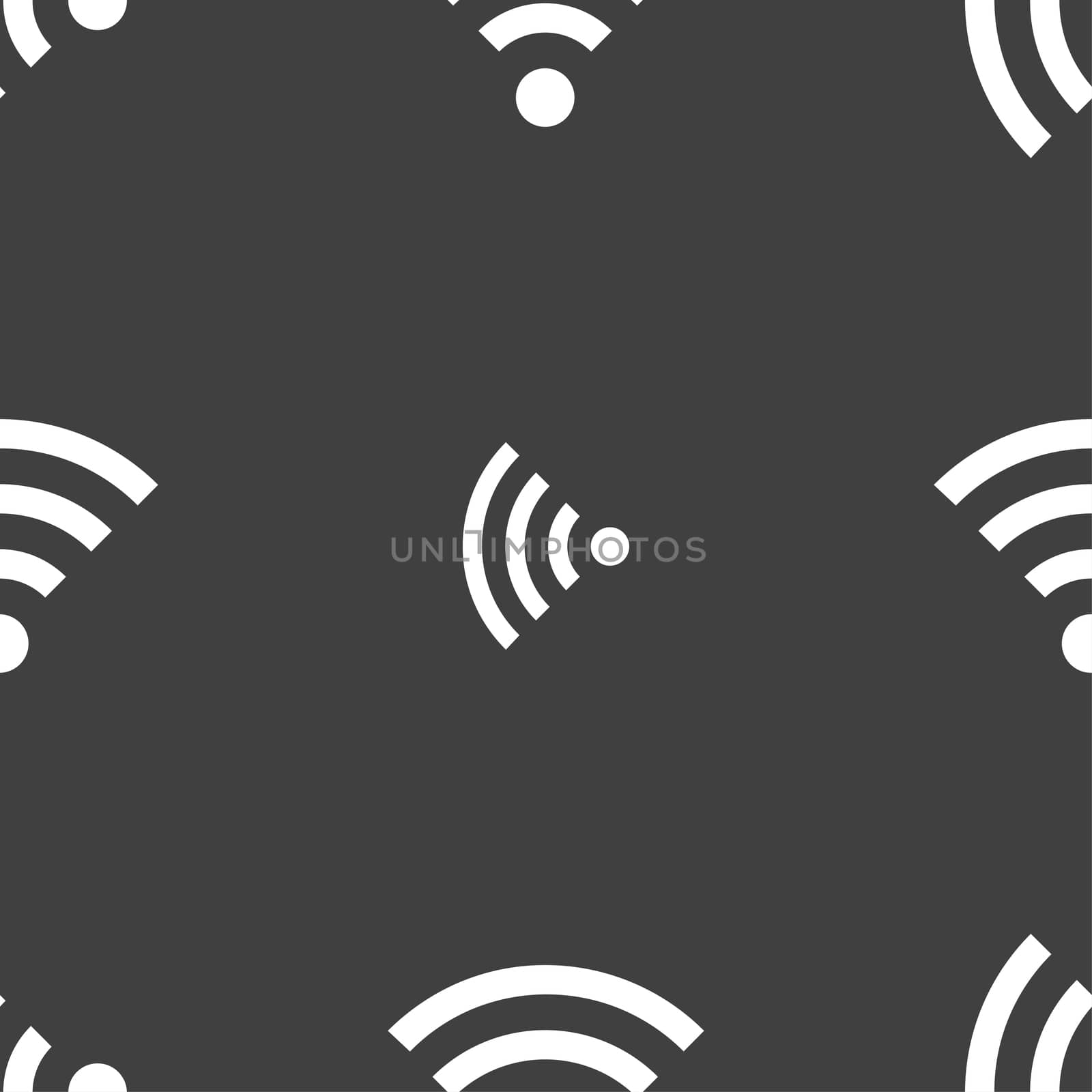 Wifi sign. Wi-fi symbol. Wireless Network icon zone. Seamless pattern on a gray background.  by serhii_lohvyniuk