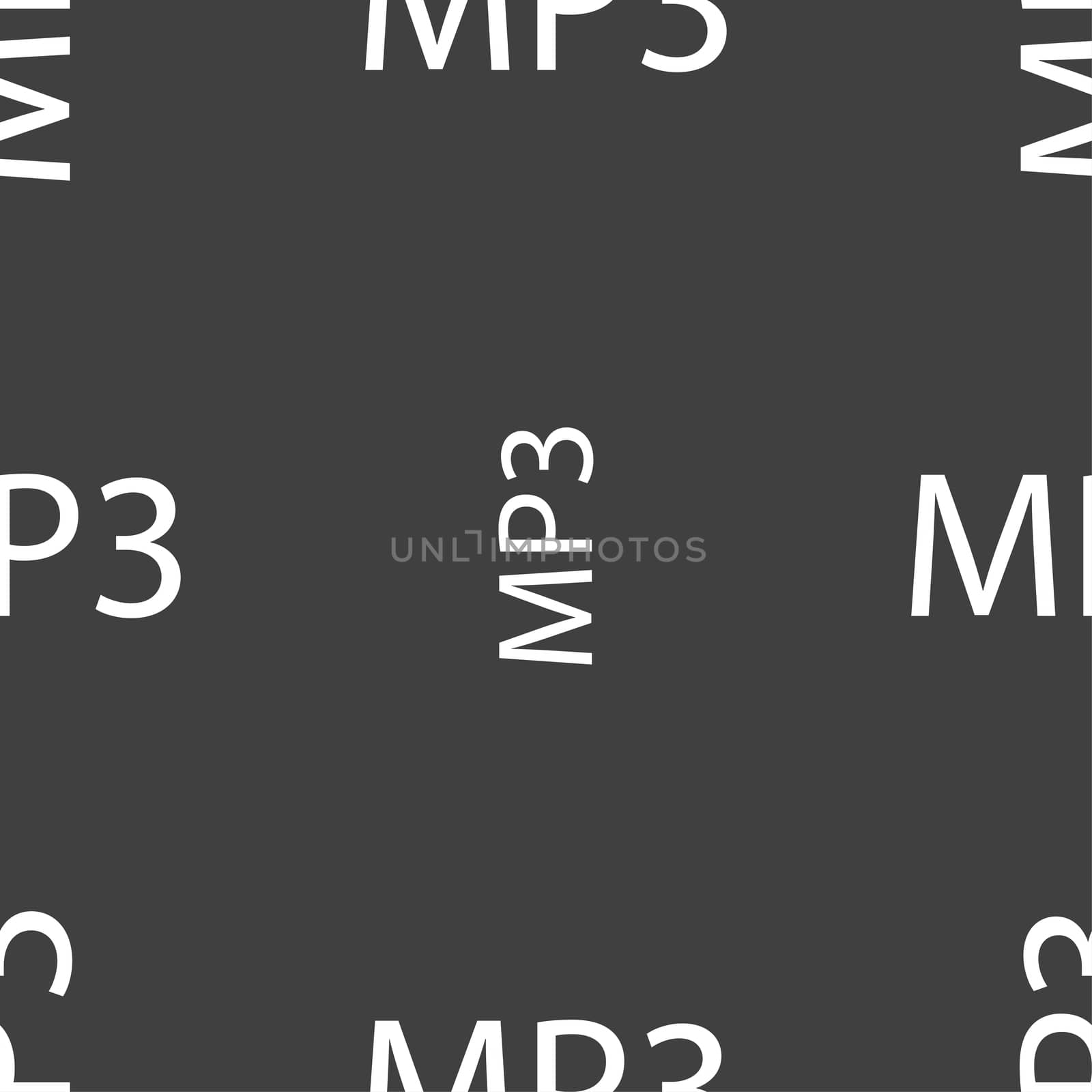 Mp3 music format sign icon. Musical symbol. Seamless pattern on a gray background. illustration