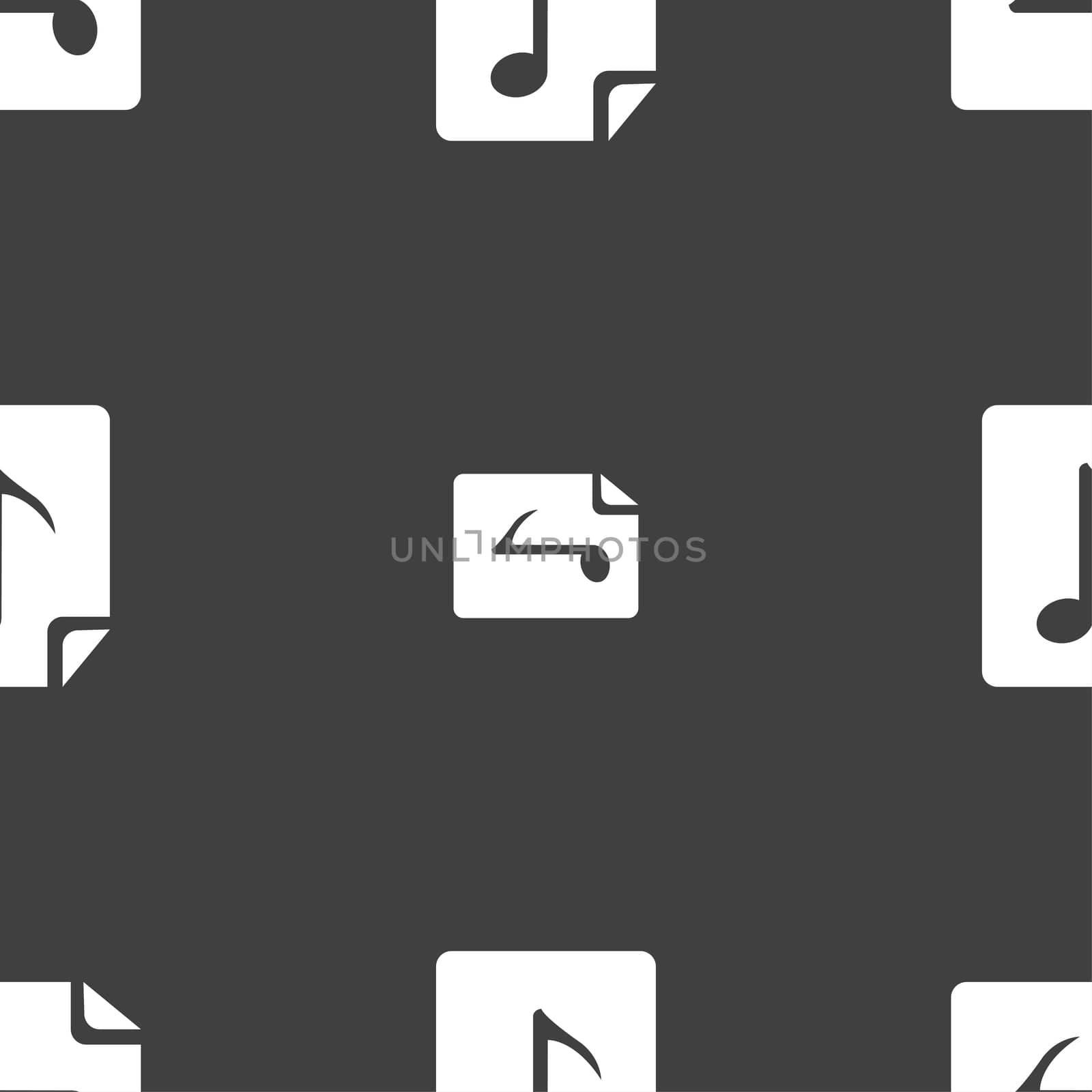Audio, MP3 file icon sign. Seamless pattern on a gray background.  by serhii_lohvyniuk