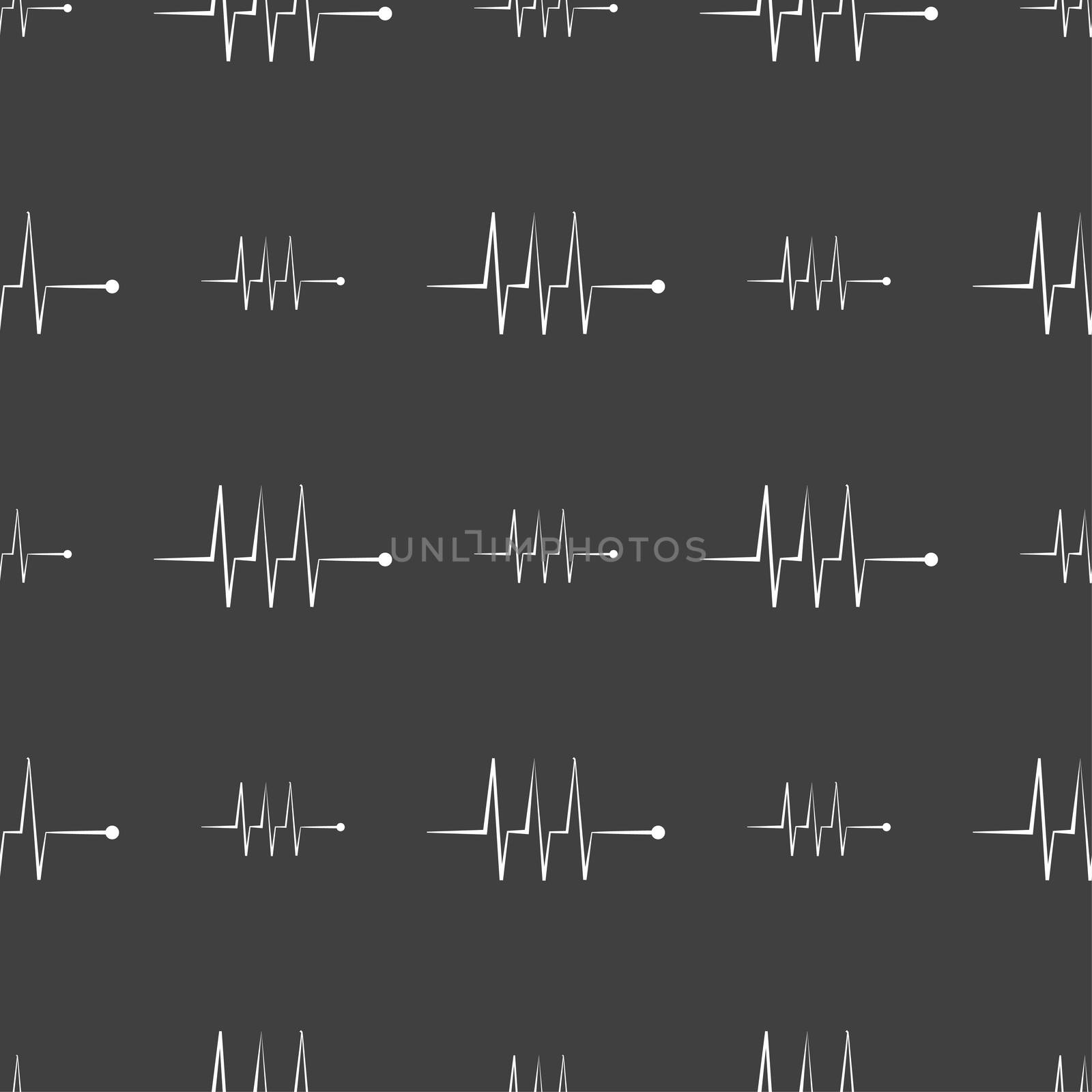 Cardiogram monitoring sign icon. Heart beats symbol. Seamless pattern on a gray background.  by serhii_lohvyniuk