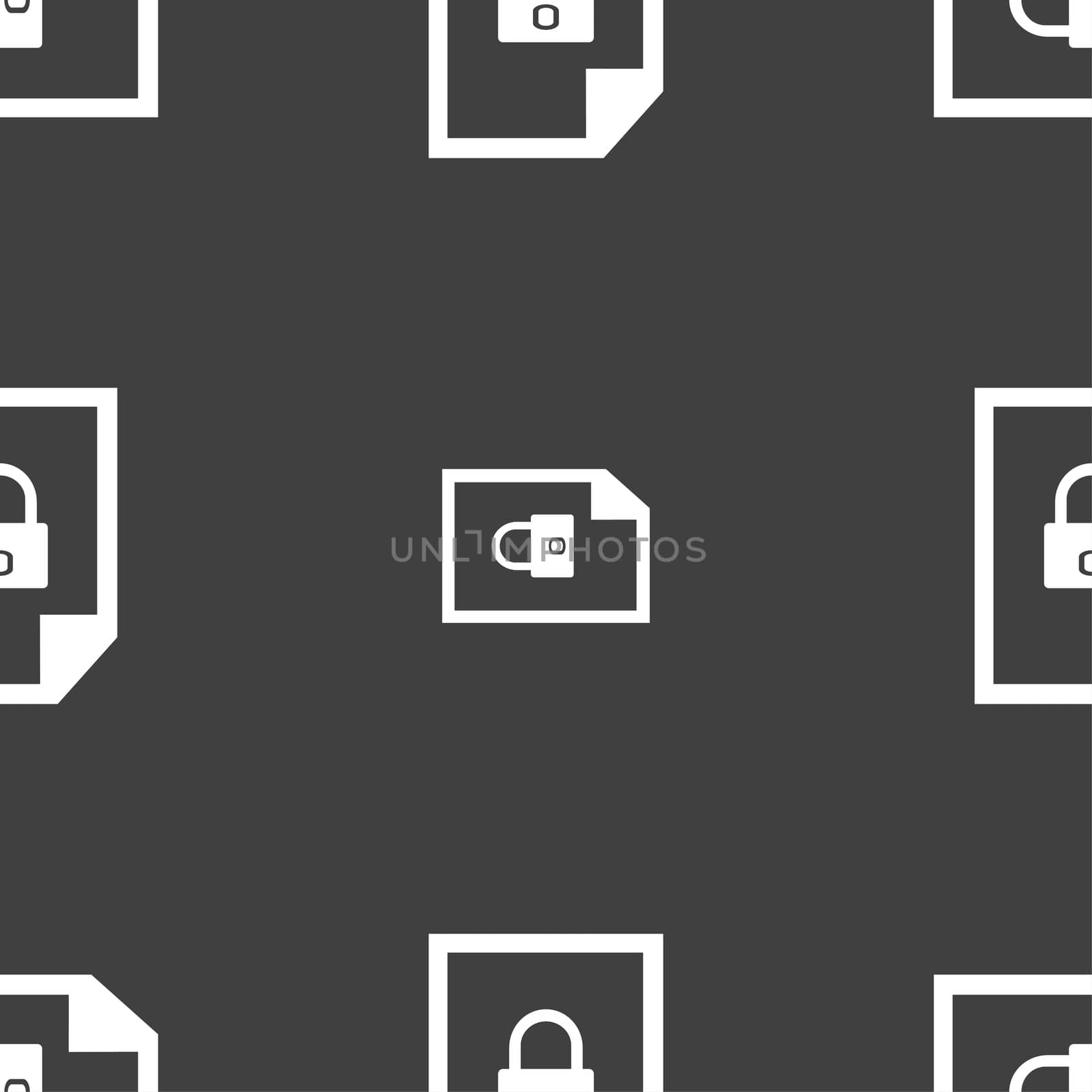file locked icon sign. Seamless pattern on a gray background.  by serhii_lohvyniuk