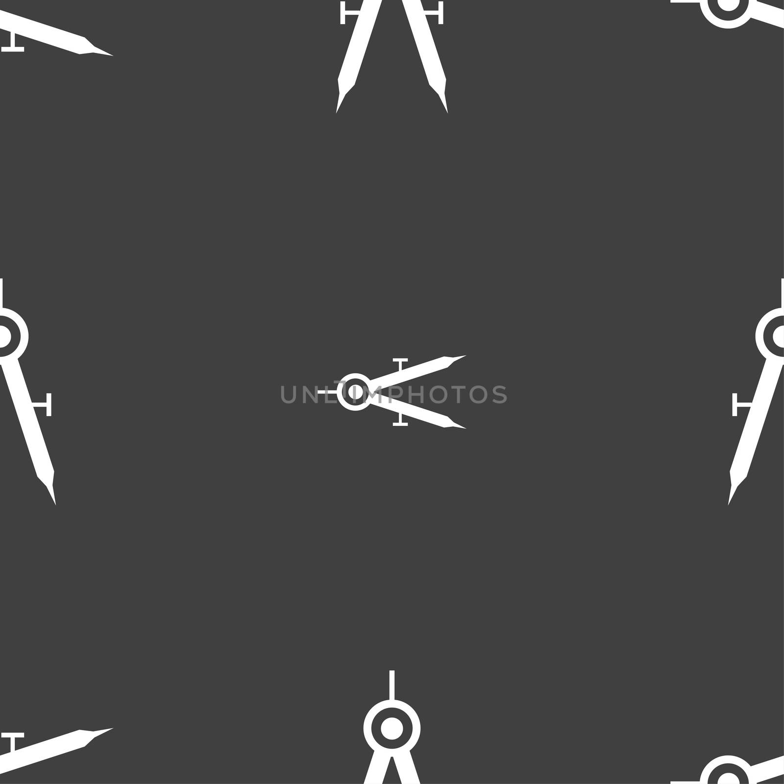Mathematical Compass sign icon. Seamless pattern on a gray background. illustration