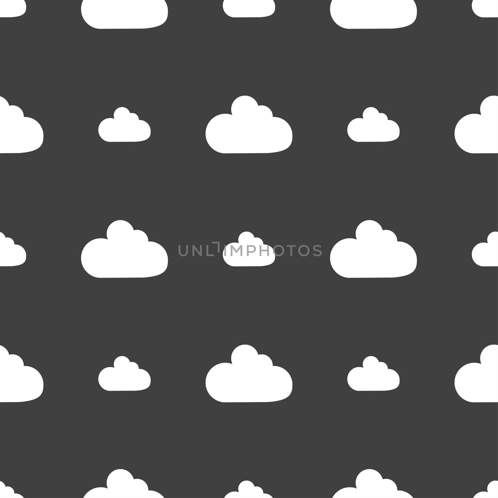 Cloud sign icon. Data storage symbol. Seamless pattern on a gray background.  by serhii_lohvyniuk